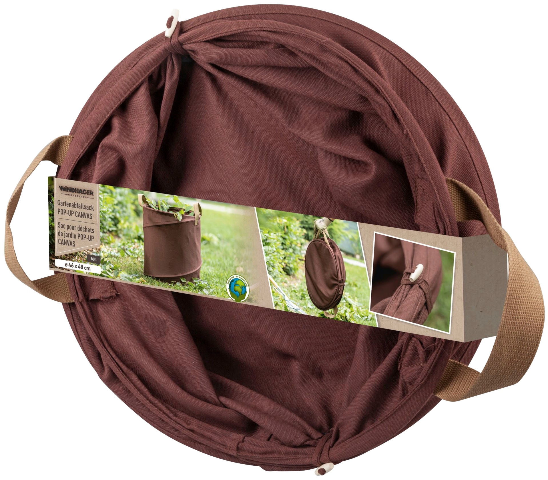 Windhager Gartensack »PopUp-Bag Canvas«, selbststehender Gartenabfallsack