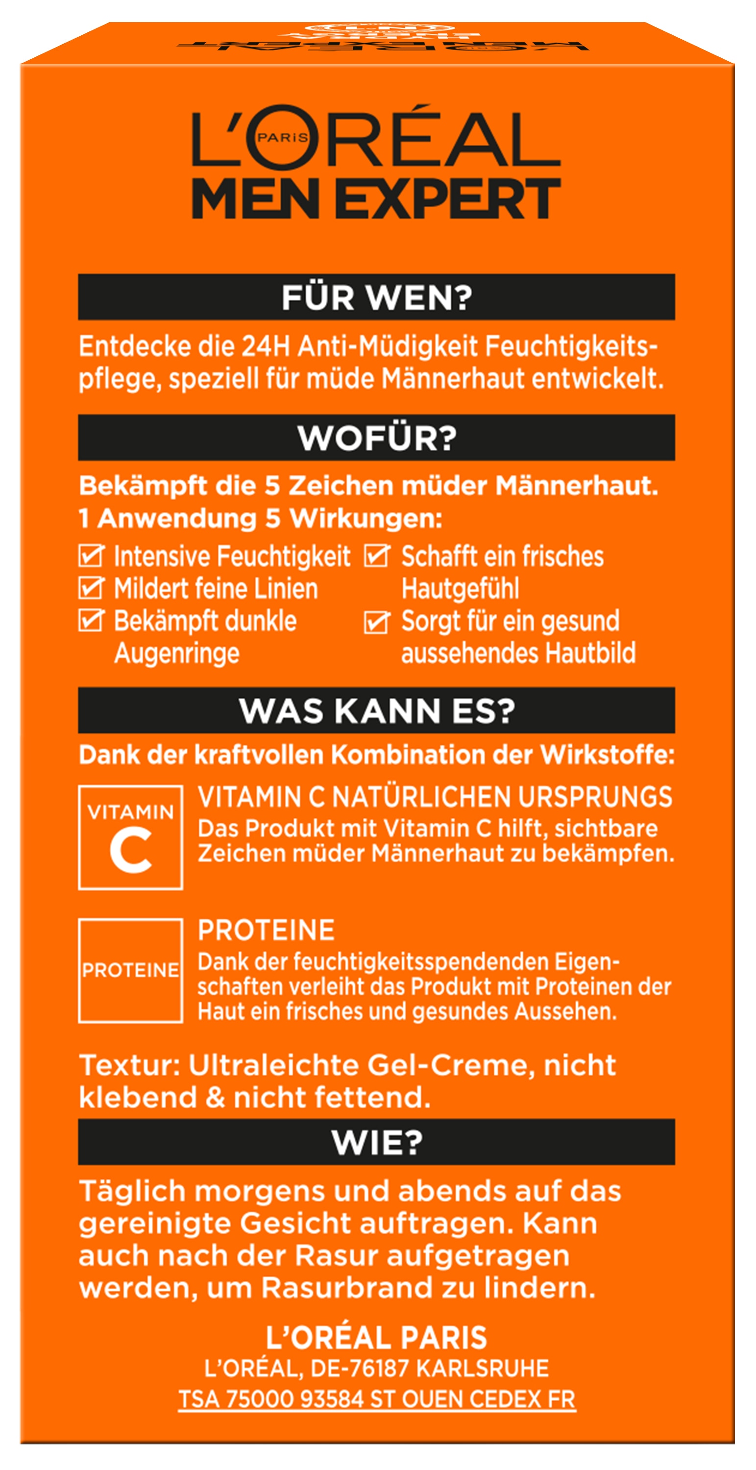 L'ORÉAL PARIS MEN EXPERT Gesichtsgel »HYDRA ENERGY 24H ANTI-MÜDIGKEIT FEUCHTIGKEITSPFLEGE« hilft bei müder Haut, feuchtigkeitsspendend