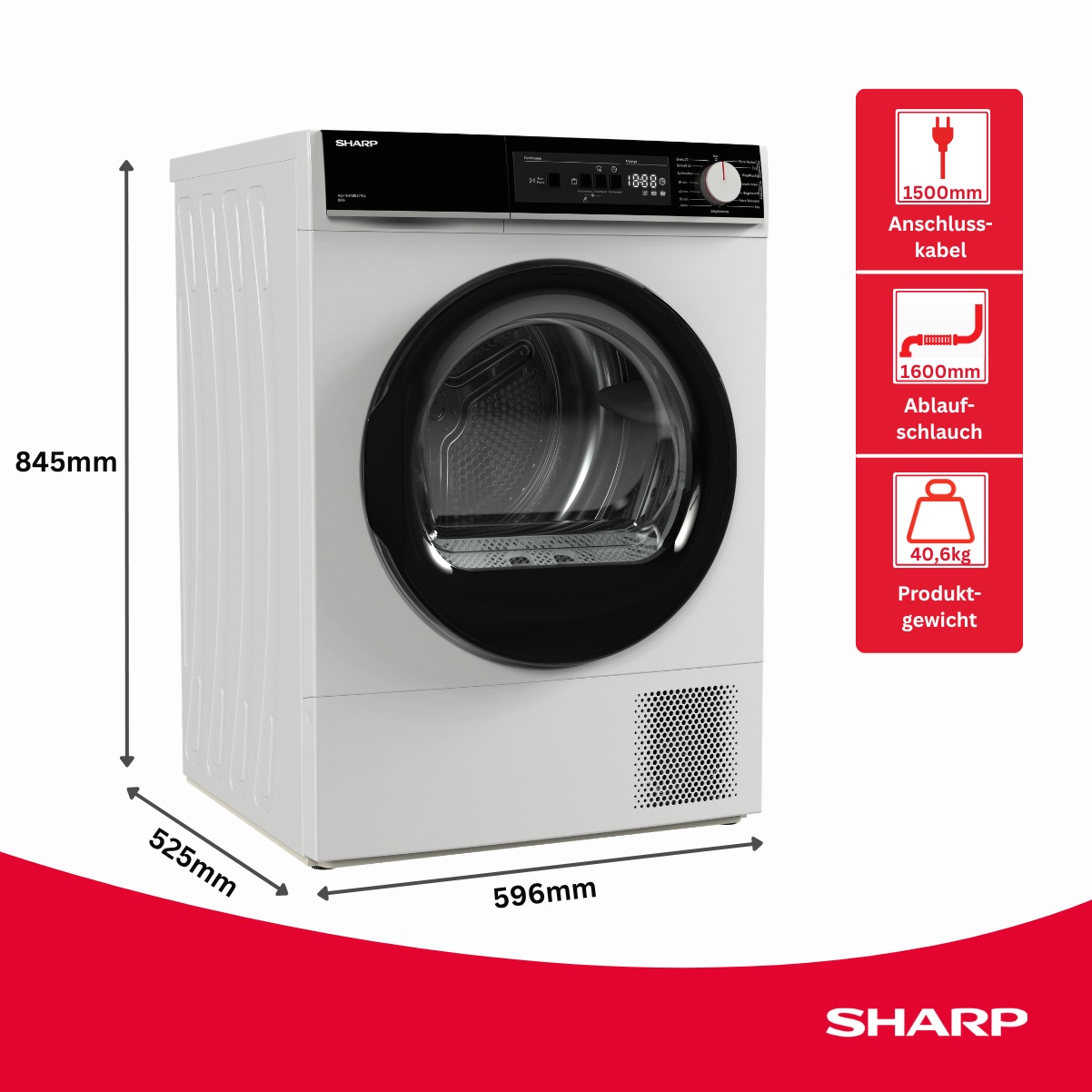 Sharp Wärmepumpentrockner »KD-NHA8G6TWE-DE«