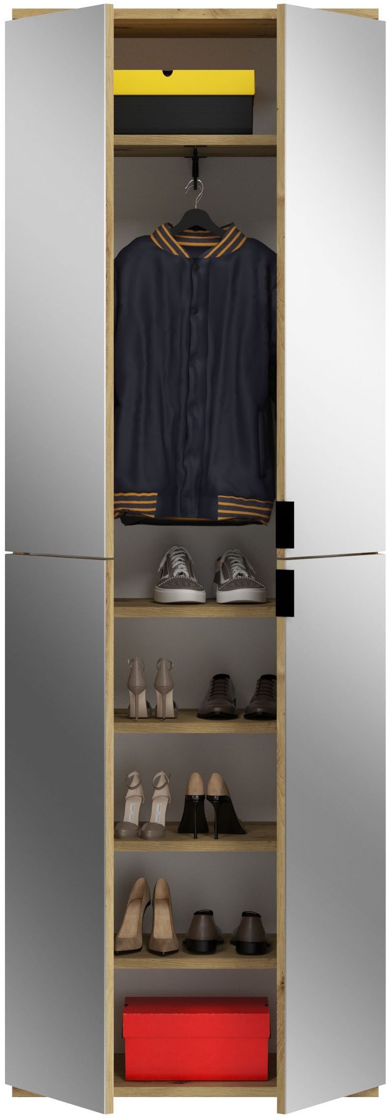 INOSIGN Garderoben-Set »Trondheim, Breite 212 cm, 5-teilig, bestehend aus:«, (Set, 4 St.), 2x Garderobenschrank, 1 Kommode, 1 Garderobenstange, 1 Ablageboden