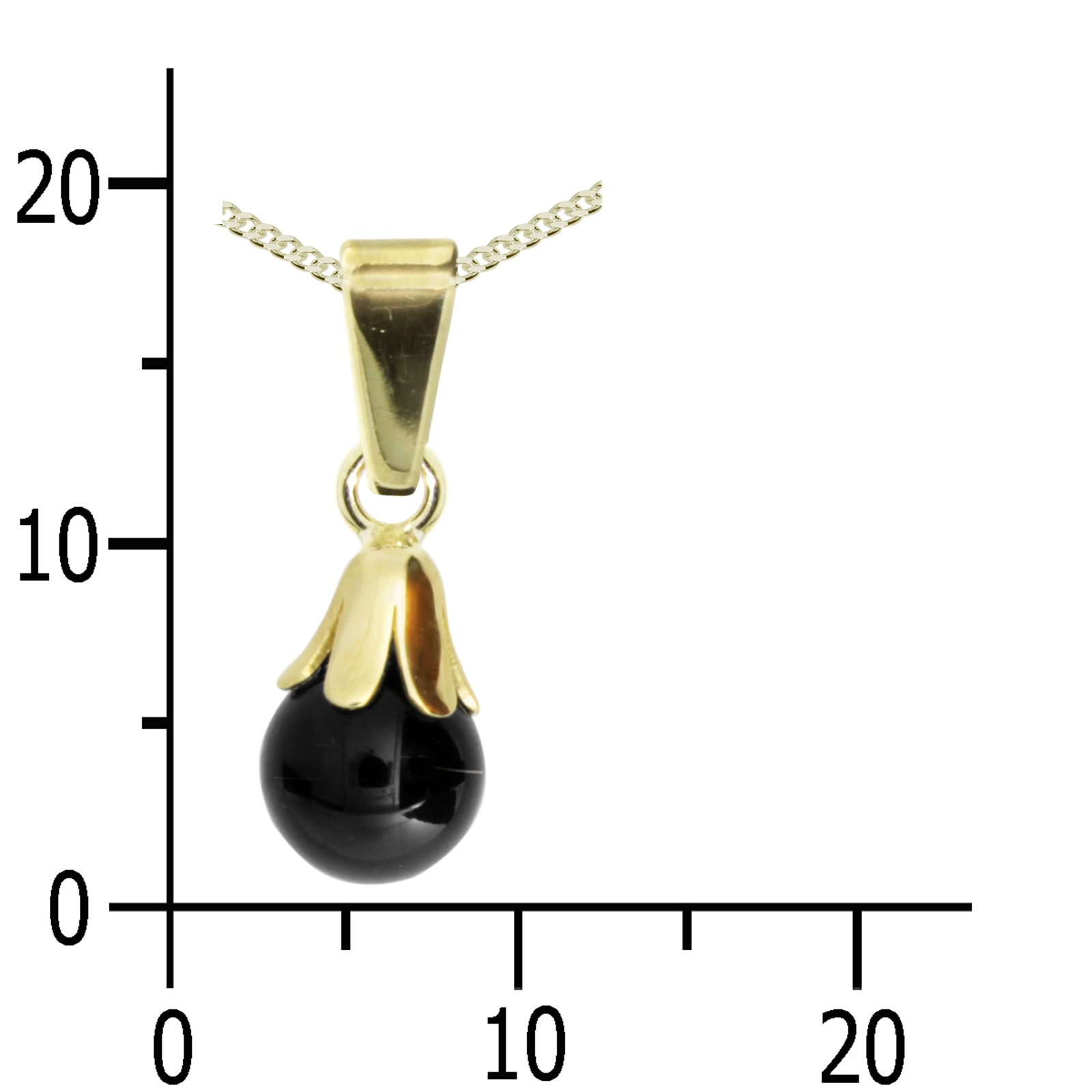OSTSEE-SCHMUCK Kette und Anhänger Set »- Glocke - Gold 333/000 - Onyx«