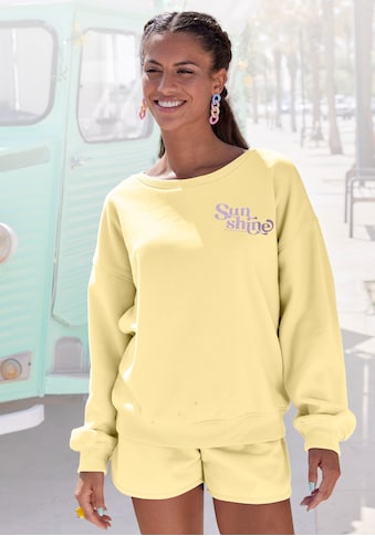 Sweatshirt »mit Rippbündchen«, und Sunshine Druck, Loungeanzug