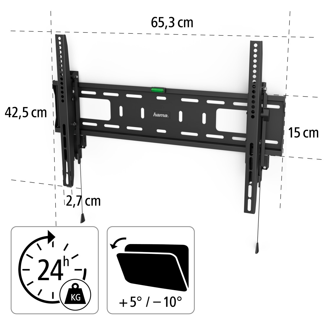 Hama TV-Wandhalterung »Wandhalterung (neigbar, 37" - 90", VESA 600x400)«, bis 229 cm Zoll, mit Diebstahlschutz