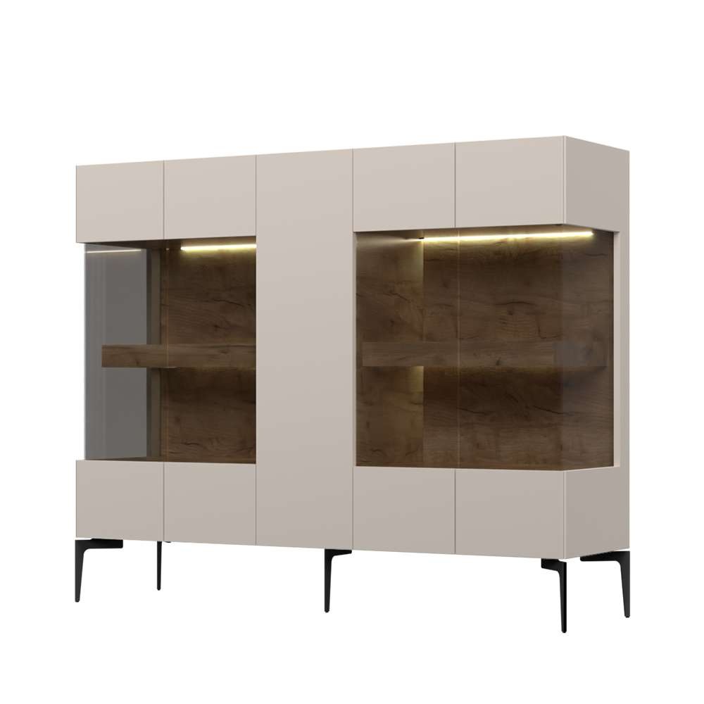 OTTO home Highboard "Sky45 Kommode mit Glastüren, Höhe 142 cm" Vitrine, Lac günstig online kaufen