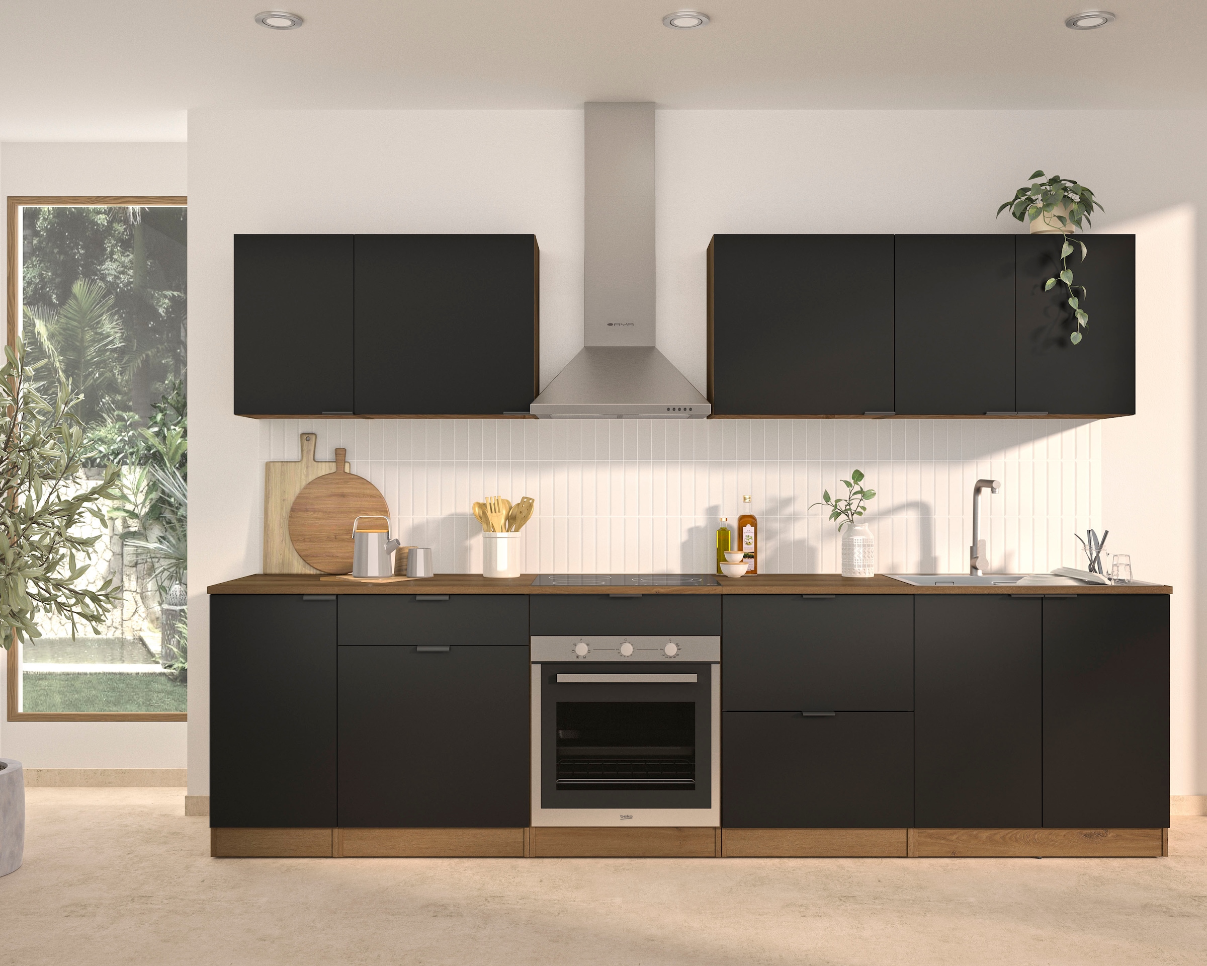 Gami Küchenzeile "300 cm breit EDEN ohne E-Geräte" melaminbeschichtet, pfle günstig online kaufen