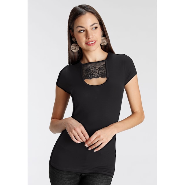 Melrose T-Shirt, mit Spitzenneck online kaufen | BAUR