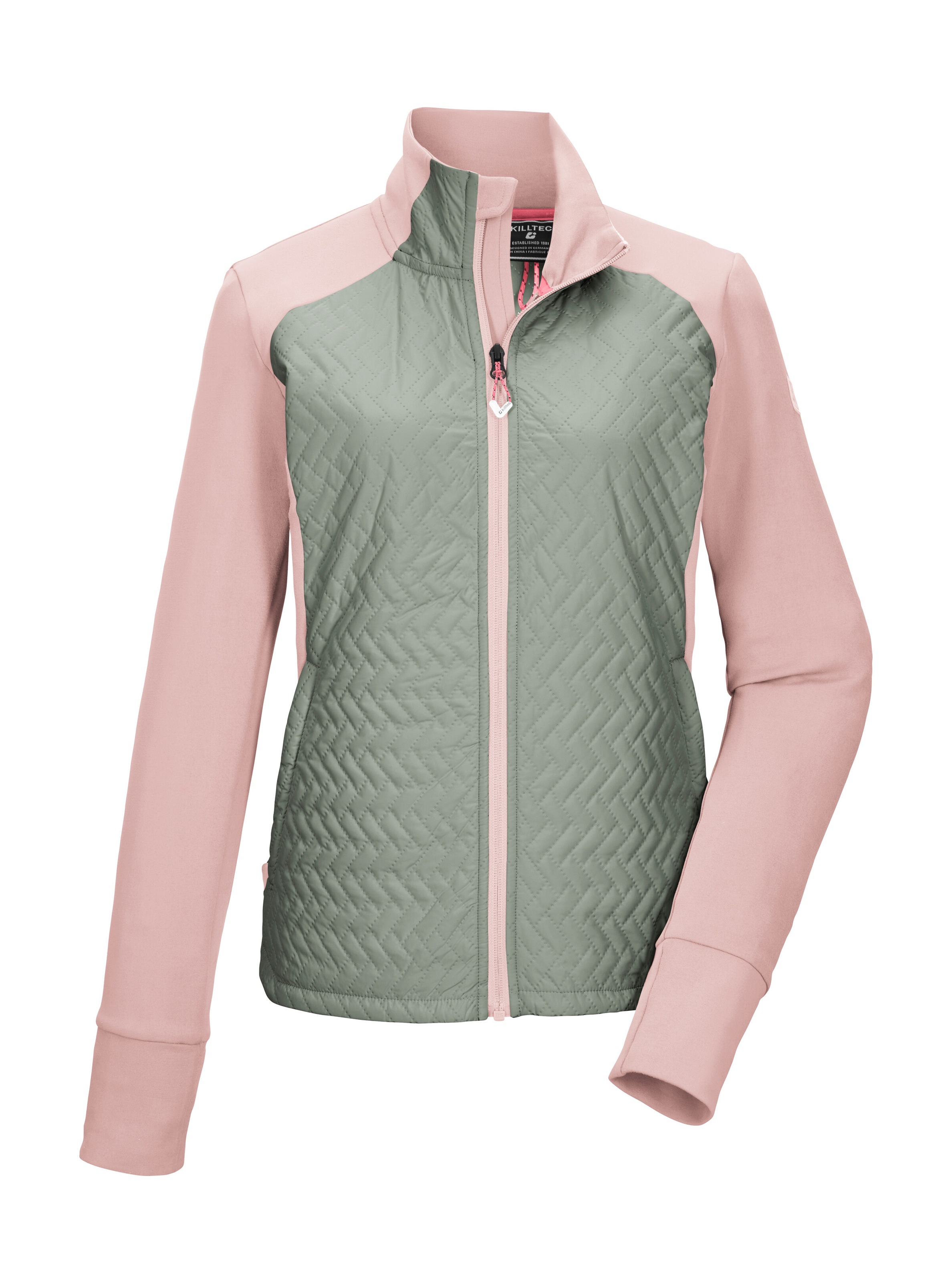 Funktionsjacke KILLTEC "KOS 34 WMN JCKT", Damen, Gr. 46, grün, Oberseite: 100% Polyester;Füllung: 100% Polyester;Rückseite: 100% Polyester;Obermaterial 2: 90% Polyester, 10% Elasthan, Jacken Funktionsjacke, Hybrid-Design, Colorblock, Teflon EcoElite™ Impr