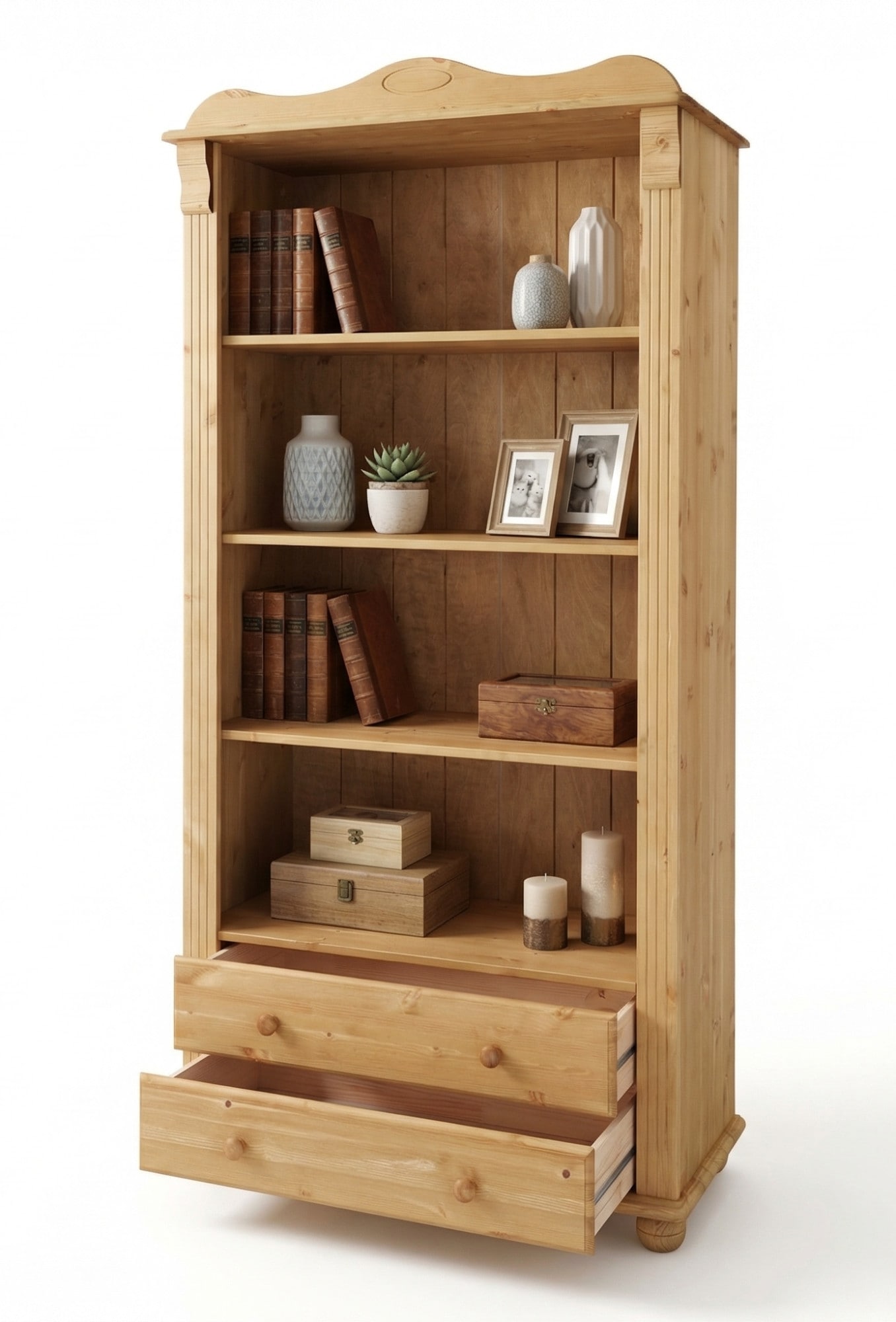 OTTO home Bücherregal »Adele, Standregal, Regal« B/T/H:,  aus massiver Kiefer, Breite 92 cm, mit 2 Schubladen, FSC®