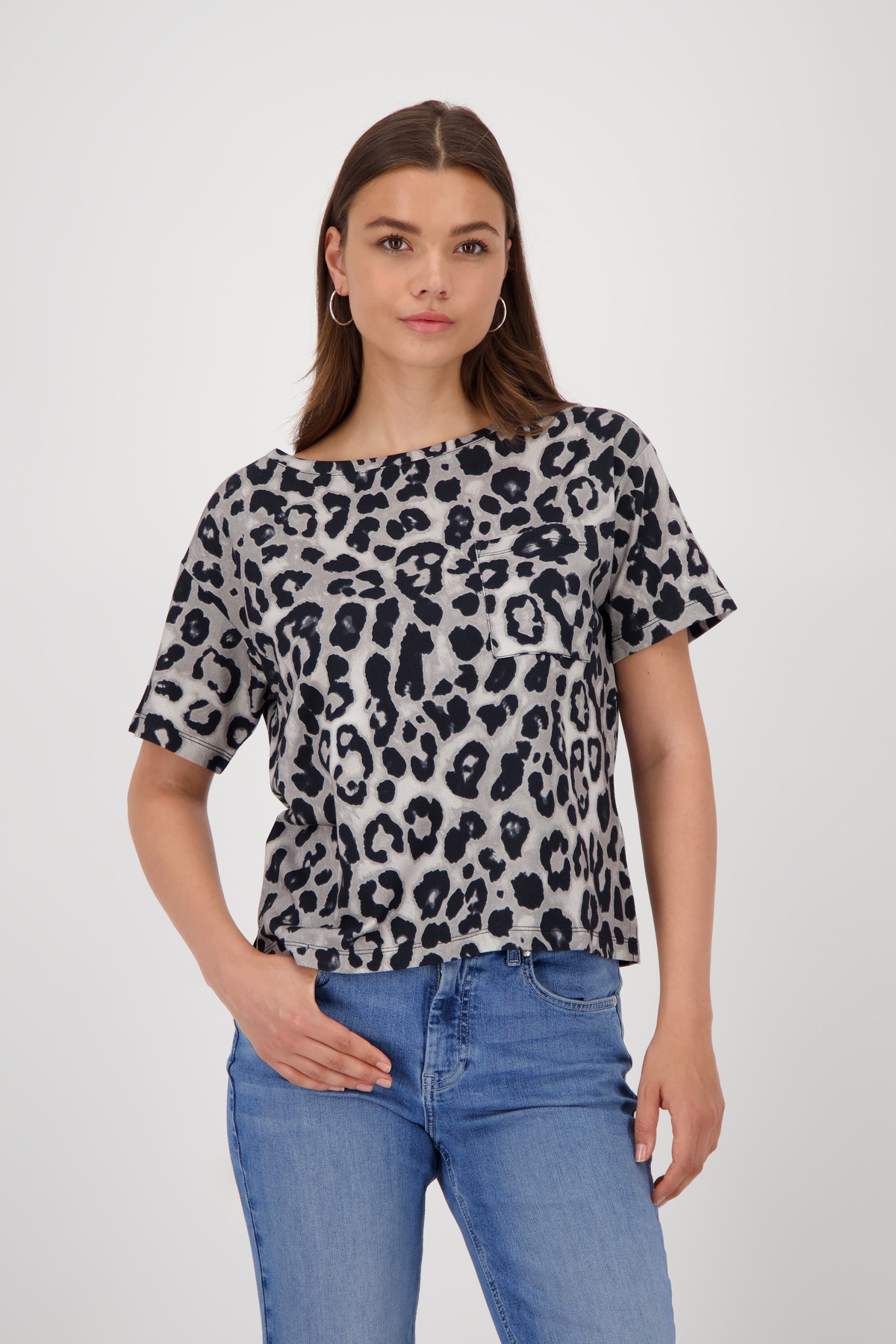 Monari T-Shirt "Shirt Leodruck Allover", Mit U-Boot-Ausschnitt günstig online kaufen