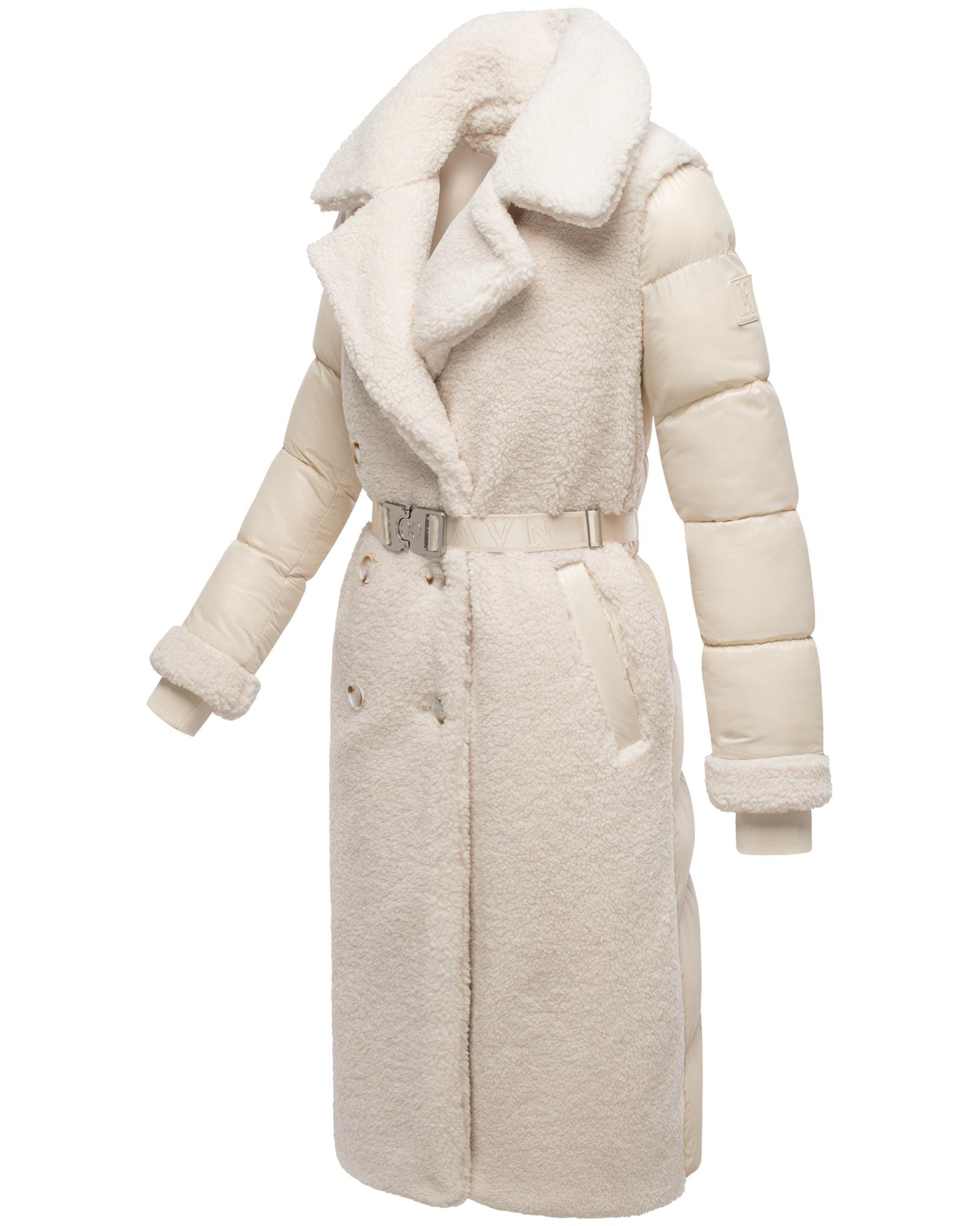 Navahoo Wintermantel »Kuscheltraum 14«, Modischer Damen Plüschmantel aus angesagtem Materialmix