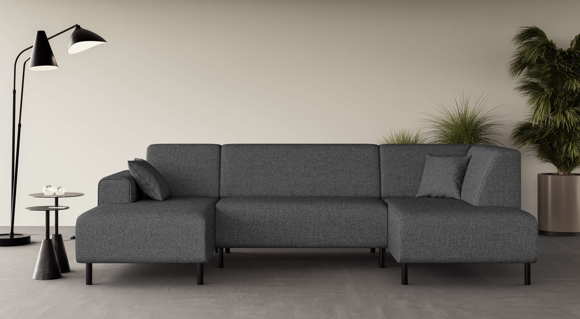 OTTO home Wohnlandschaft "ARROS U-Form mit Wellenunterfederung, Maße B/T/H: 300/163/81 cm" incl. Zierkissen, mit Recamiere links/rechts bestellbar, auch in Cord
