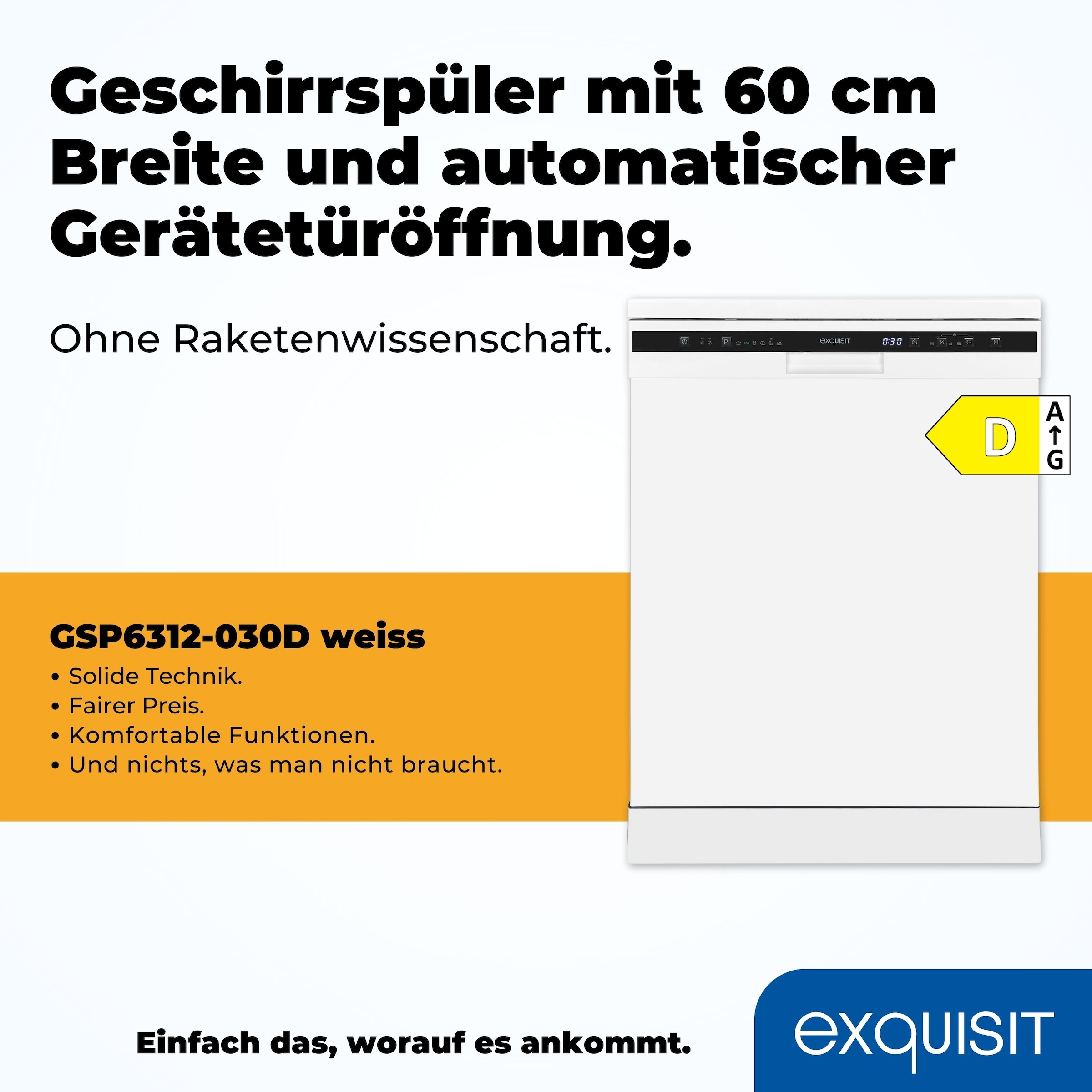 exquisit Standgeschirrspüler »GSP6312-030D weiss«, 12 Maßgedecke