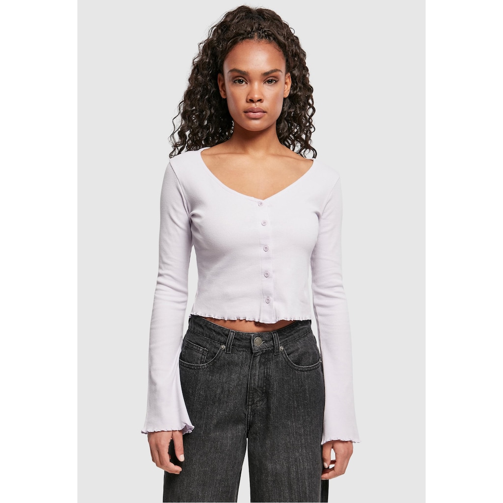 URBAN CLASSICS Langarmshirt »Damen Ladies Cropped Rib Cardigan«, (1 tlg.)