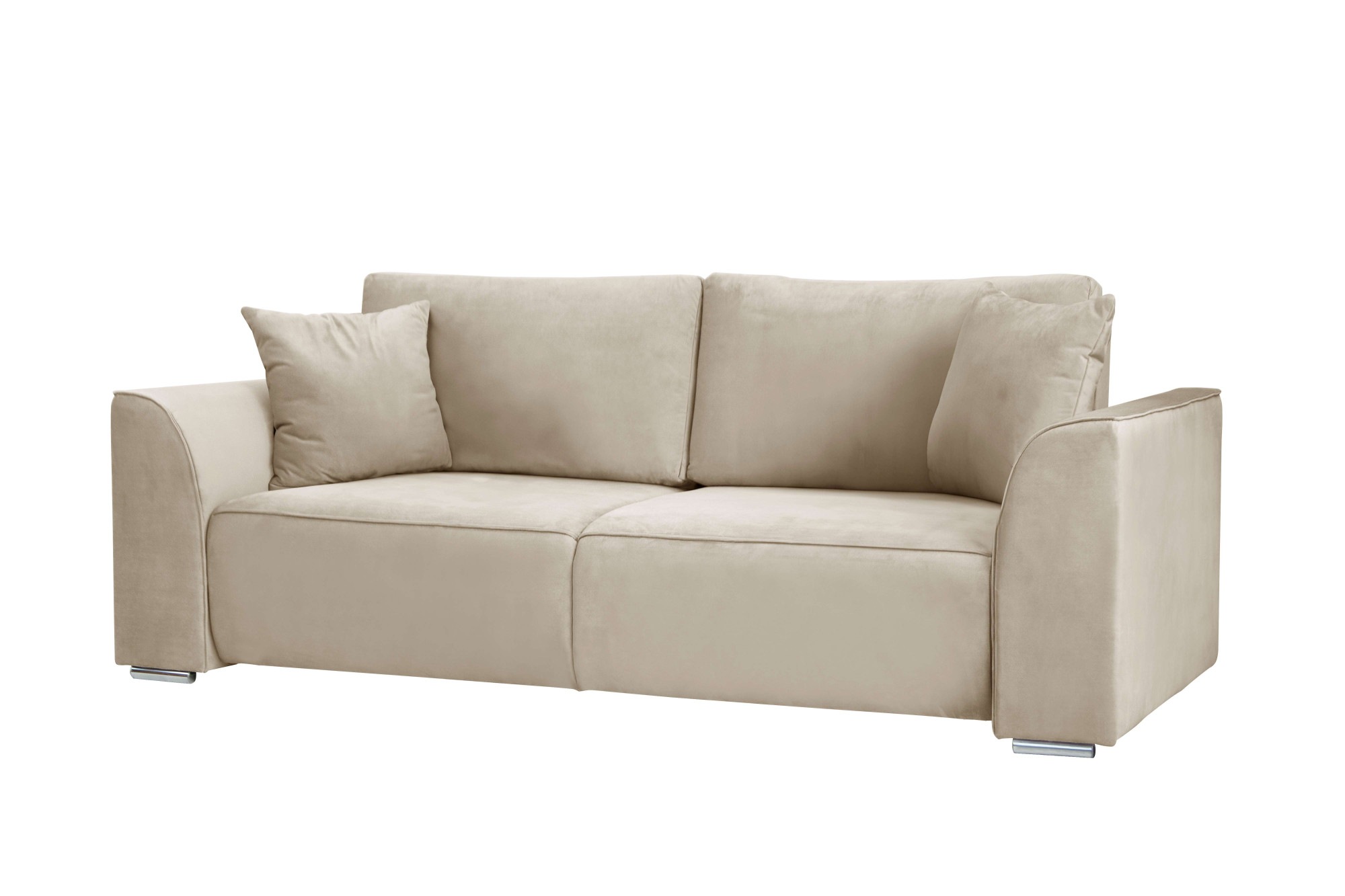 2-Sitzer INOSIGN "BEATRICE, erhältlich in trendigen Stoffoptionen, B/T/H: 143/73/92 cm", beige (creme), B:195cm H:92cm T:107cm, 100% Polyester, Sofas, In hochwertiger Verarbeitung, incl. 2 großen Zierkissen in Korpusfarbe 6