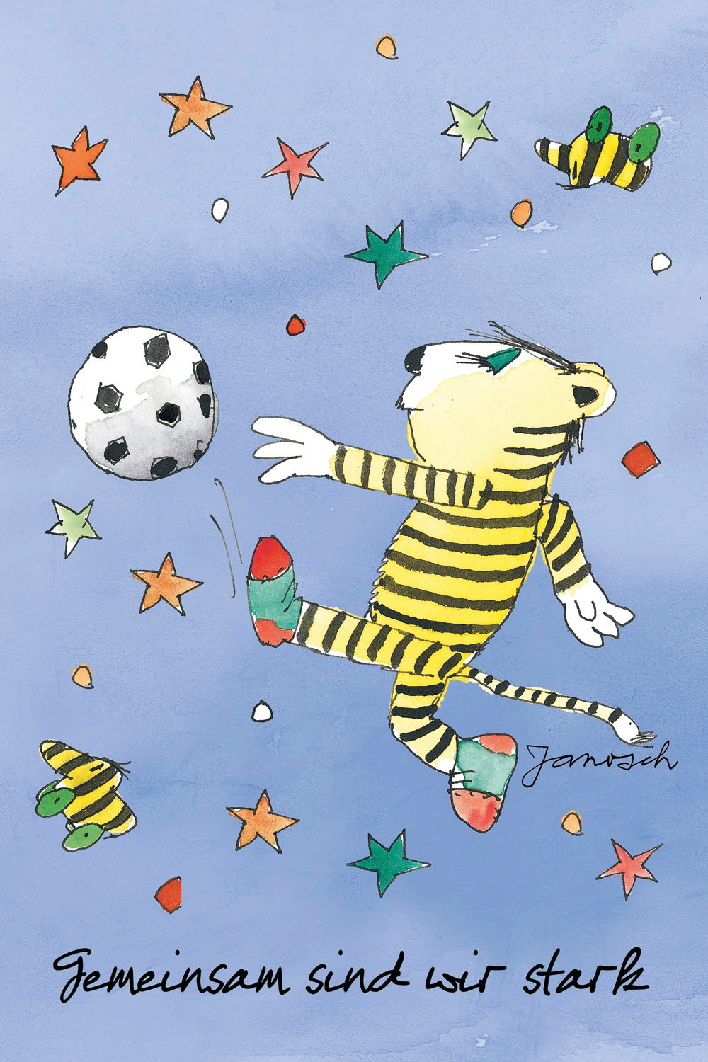 LuckyLinde Leinwandbild "Der kleine Tiger mit Fußball - Gemeinsam stark" En günstig online kaufen