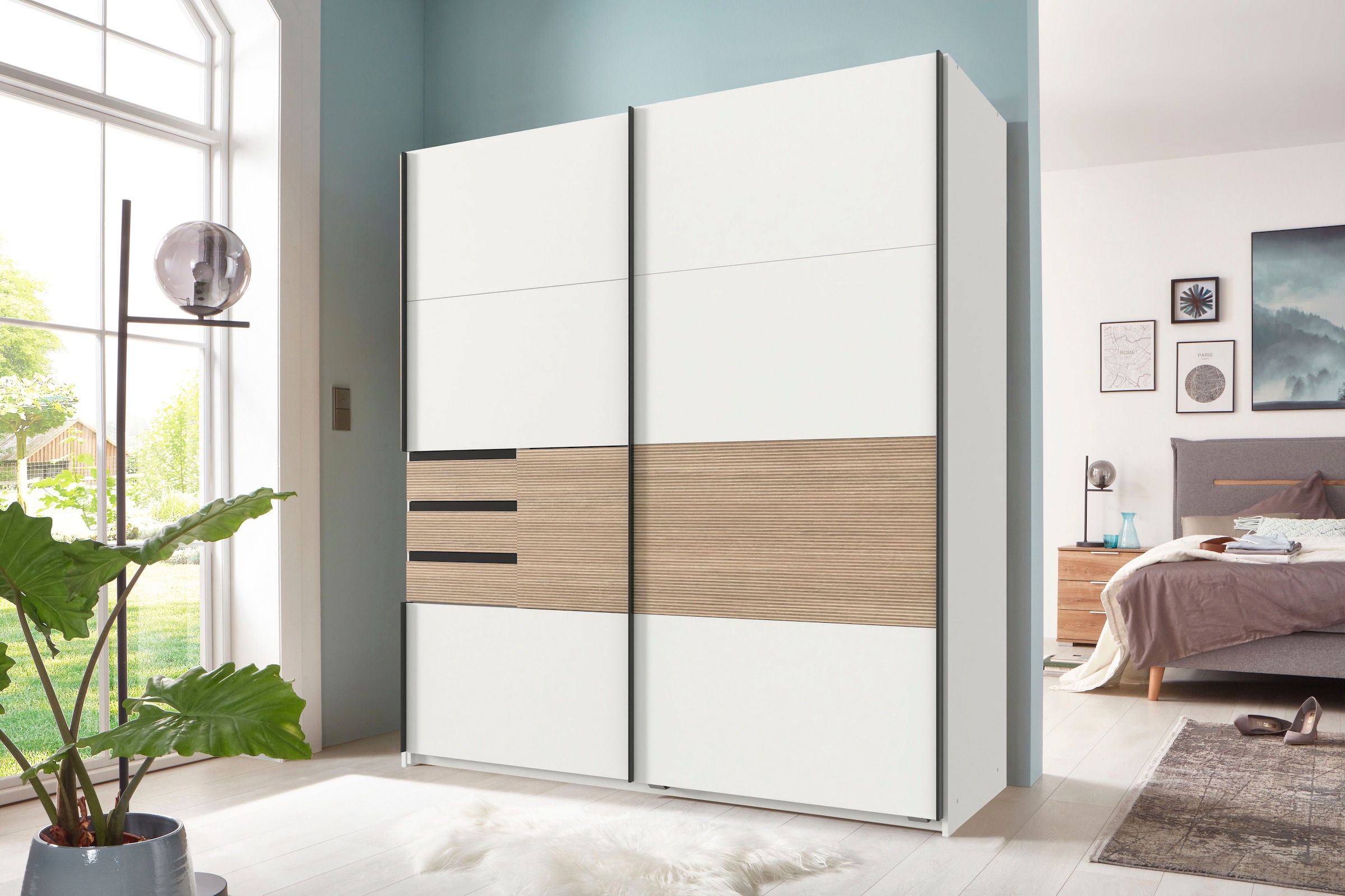Wimex Schwebetürenschrank »Bremen in der Breite 180cm, wahlweise mit Spiegel«, mit moderner Multiplex Optik, inkl. Schubladen