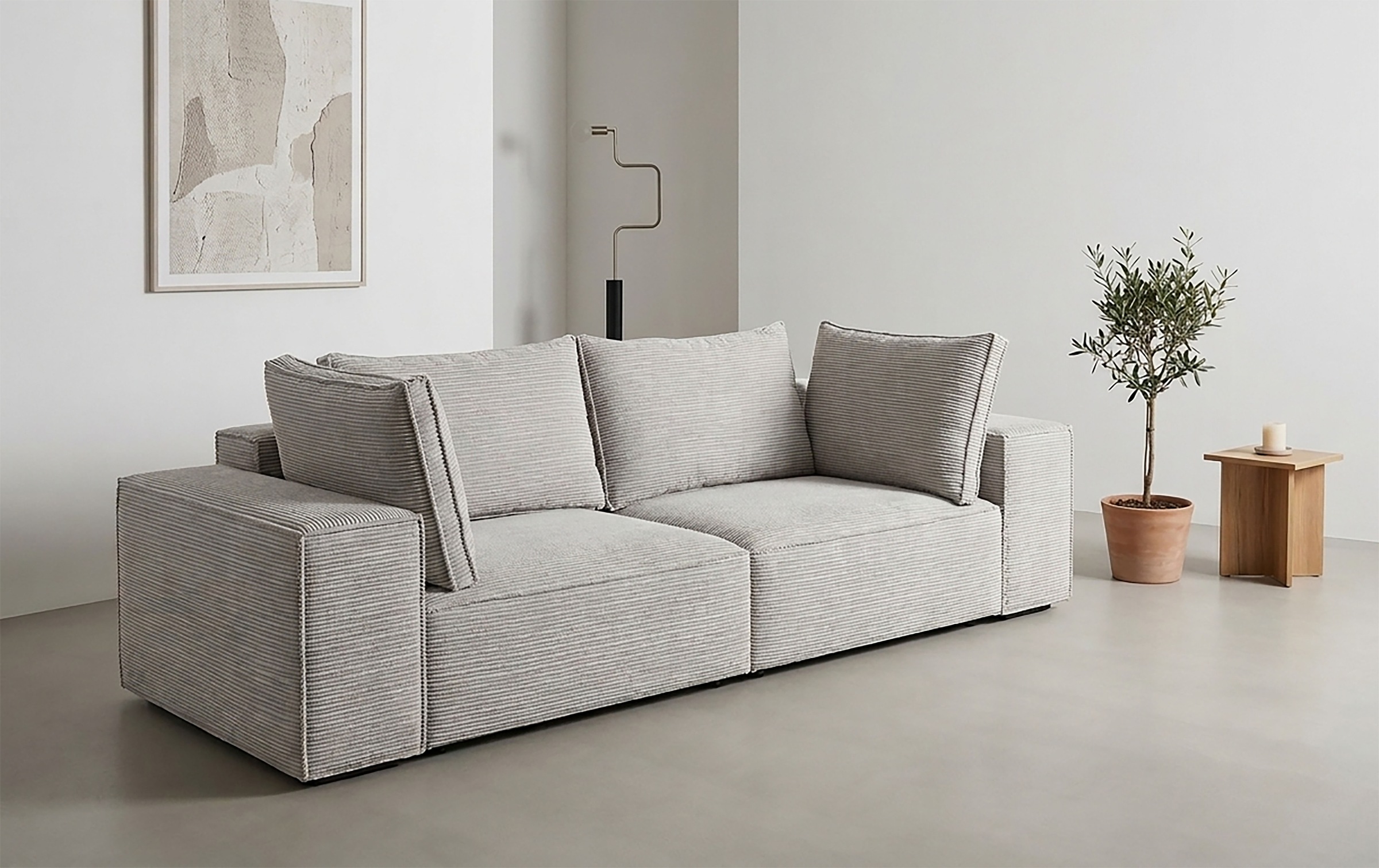 Trends by HG Big-Sofa "Conor XL, B: 268cm, Liegefläche: 138 x 194 cm, in Cord und Velours" mit Schlaffunktion und Bettkasten