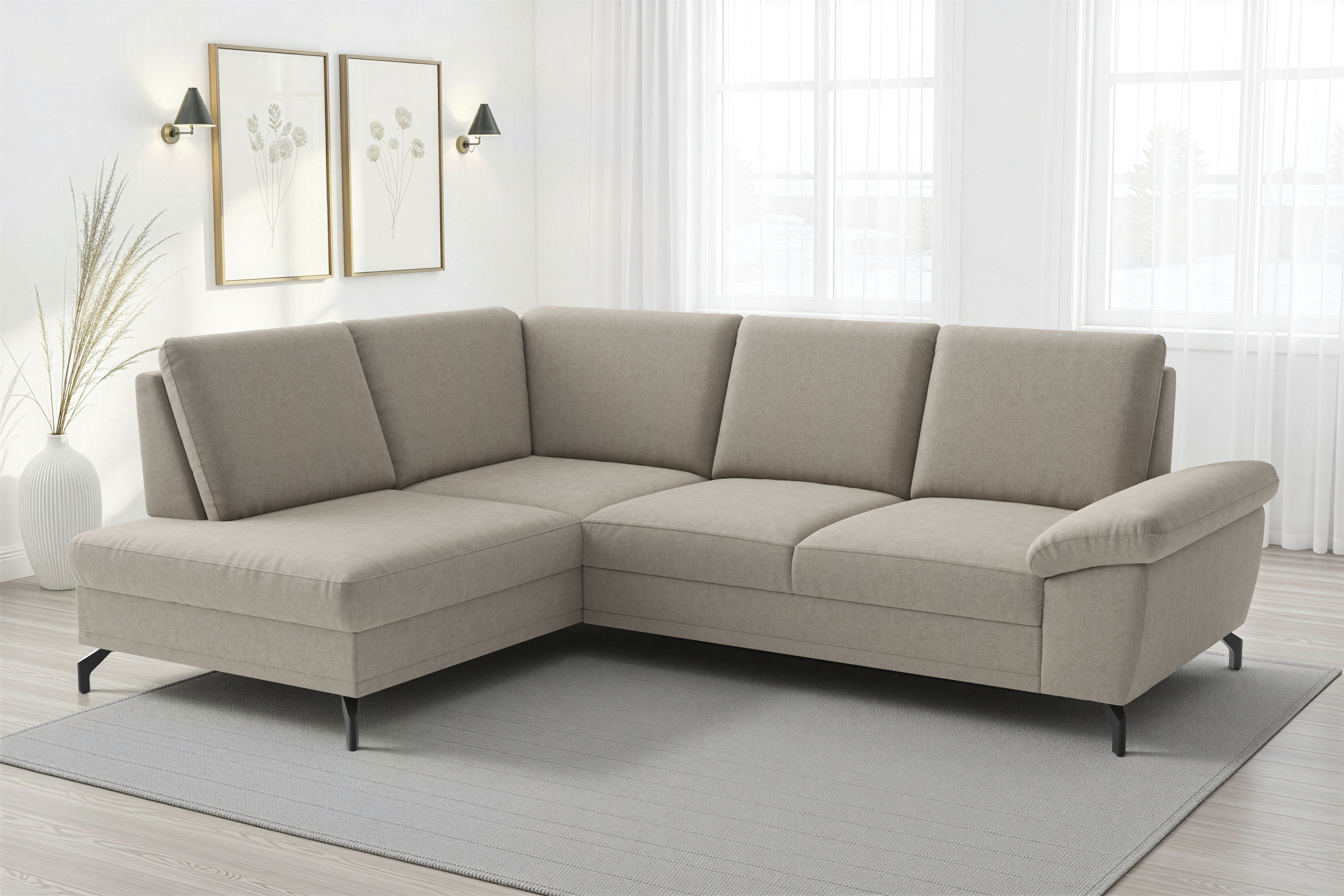 sit&more Ecksofa "Chelsea L-Form, B: 249 cm, Armteil- & Sitztiefenverstellung" optional Schlaffunktion und Bettkasten