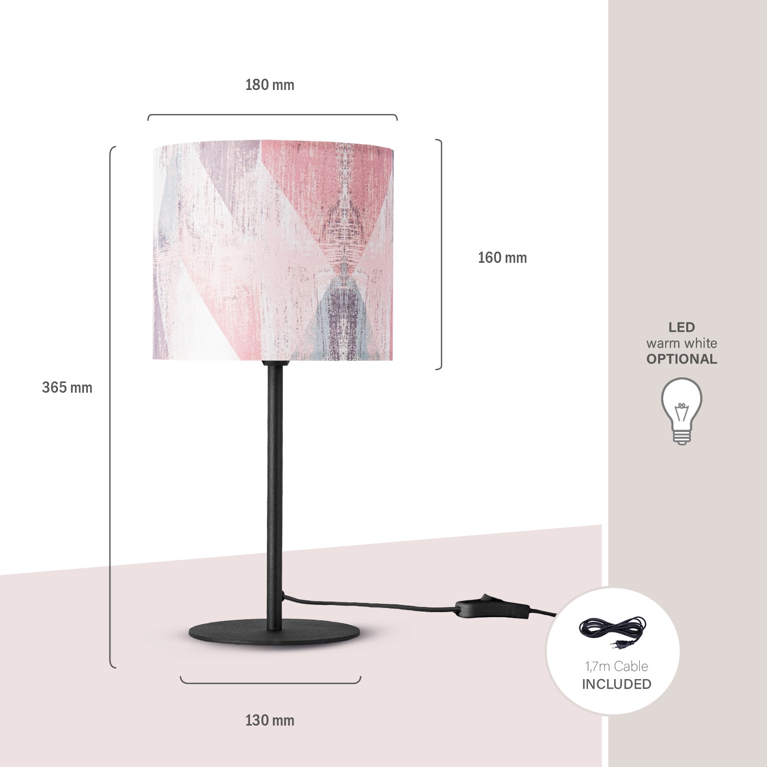 Paco Home Tischleuchte »Mero 102«, 1 flammig, Leuchtmittel E14 | ohne Leuchtmittel, Nacht Schreib âˆ…18cm Pastell Vintage Höhe 36,5 E14