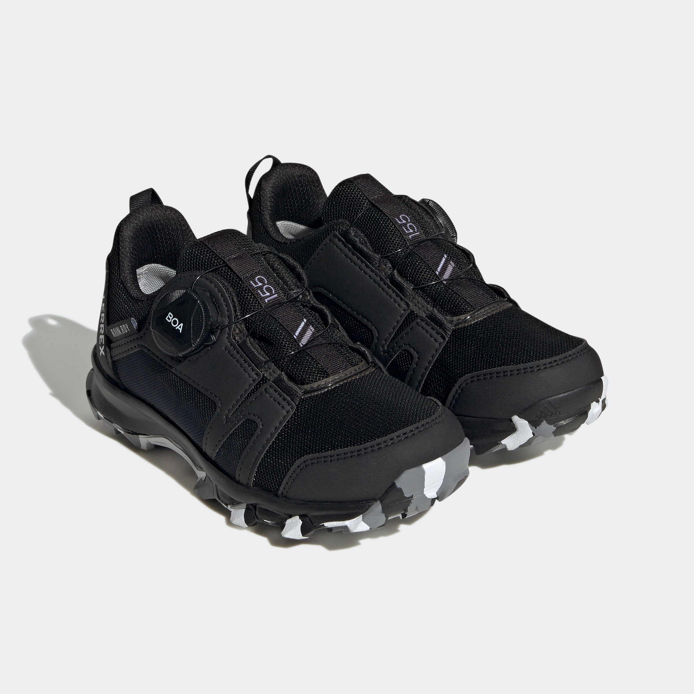 Trailrunningschuh ADIDAS TERREX "AGRAVIC BOA RAIN.RDY TRAILRUNNING", Mädchen, Gr. 39, schwarz-weiß (core schwarz, ftwr weiß, grau three), Synthetik, Textil, Schuhe, wasserdicht, für Kinder & Jugendliche