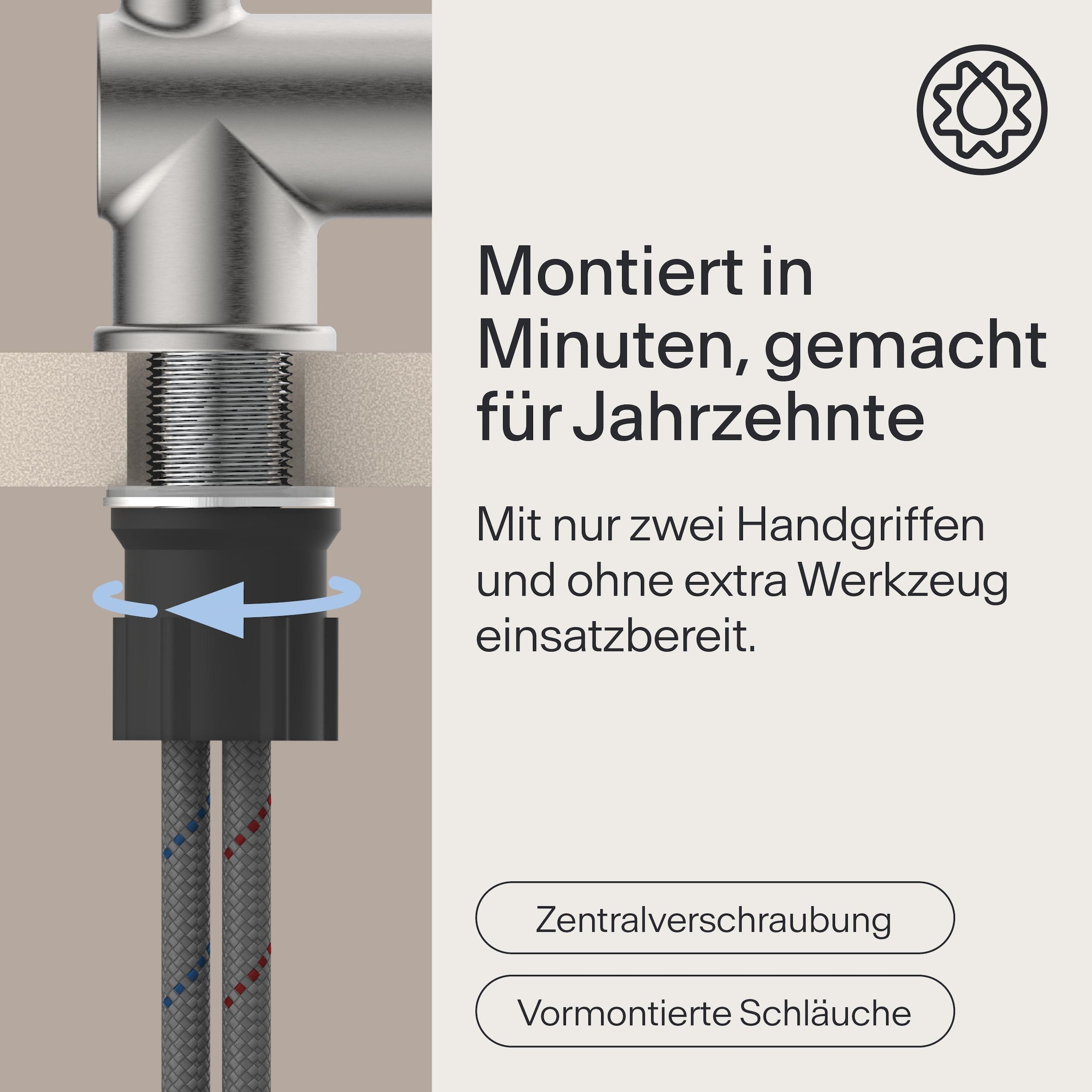 WASSERWERK Spültischarmatur »WK 4, Wasserhahn, Küche, Einhebelmischer« 360° schwenkbar, Cold-Start-Funkt., geräuscharm