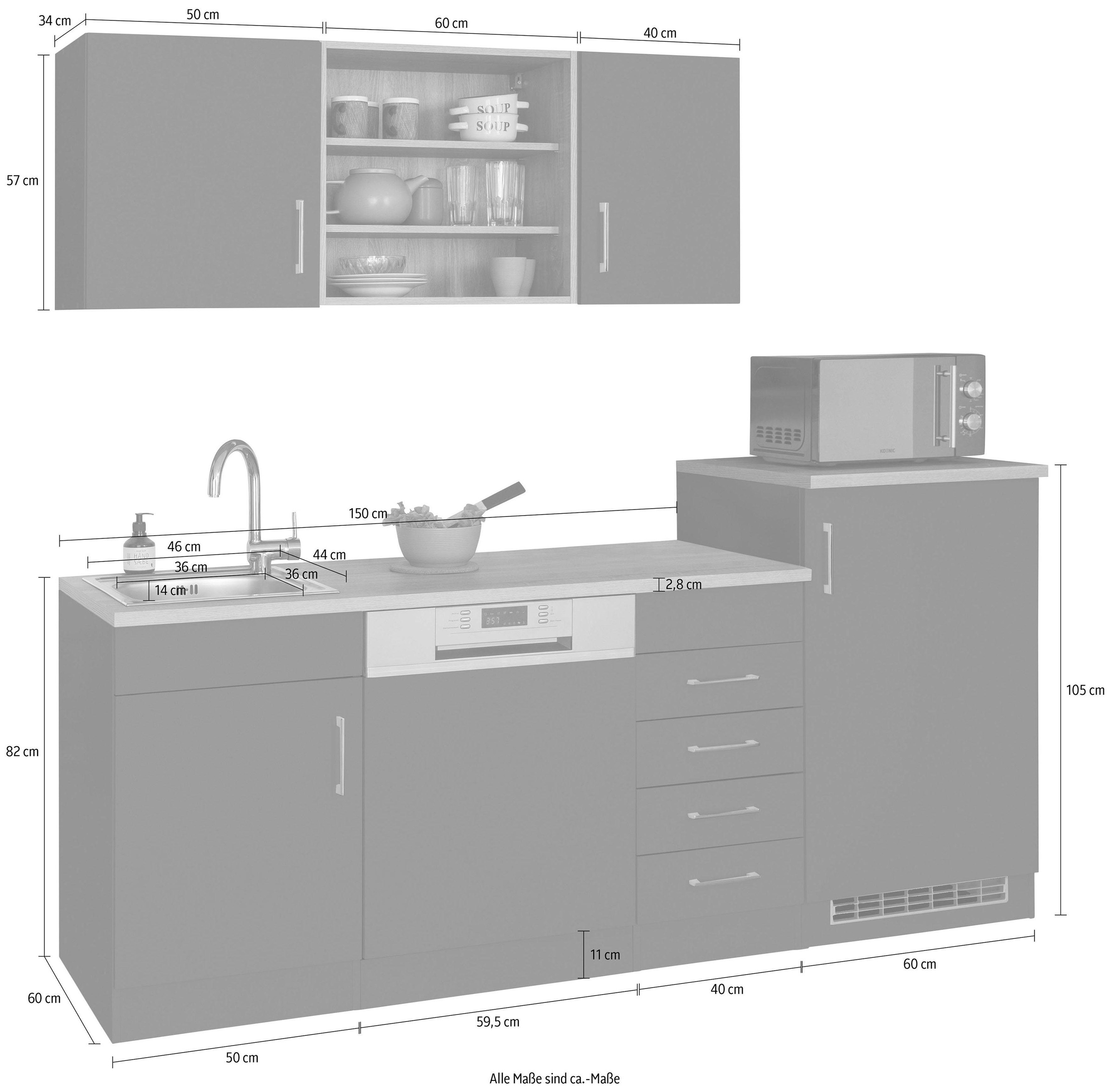 HELD MÖBEL Küche »Mali«, Breite 210 cm, mit E-Geräten