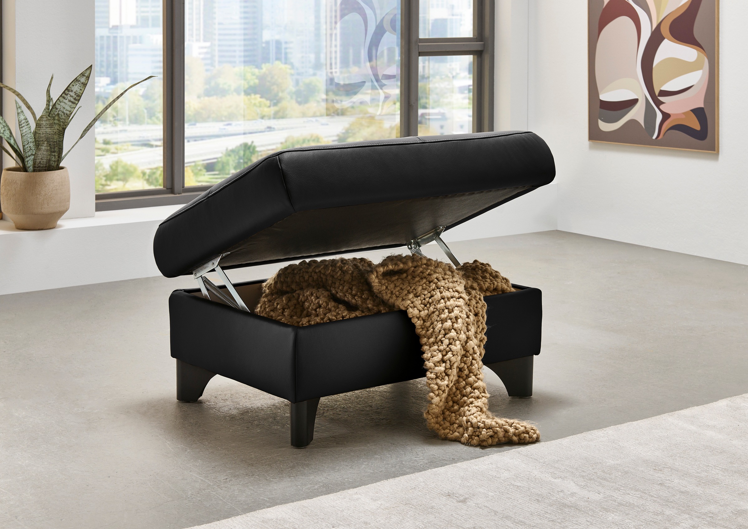 Die PlanBar Hocker »PN-EM23166«, Aufklappbar mit Stauraum, stylische Metallfüße
