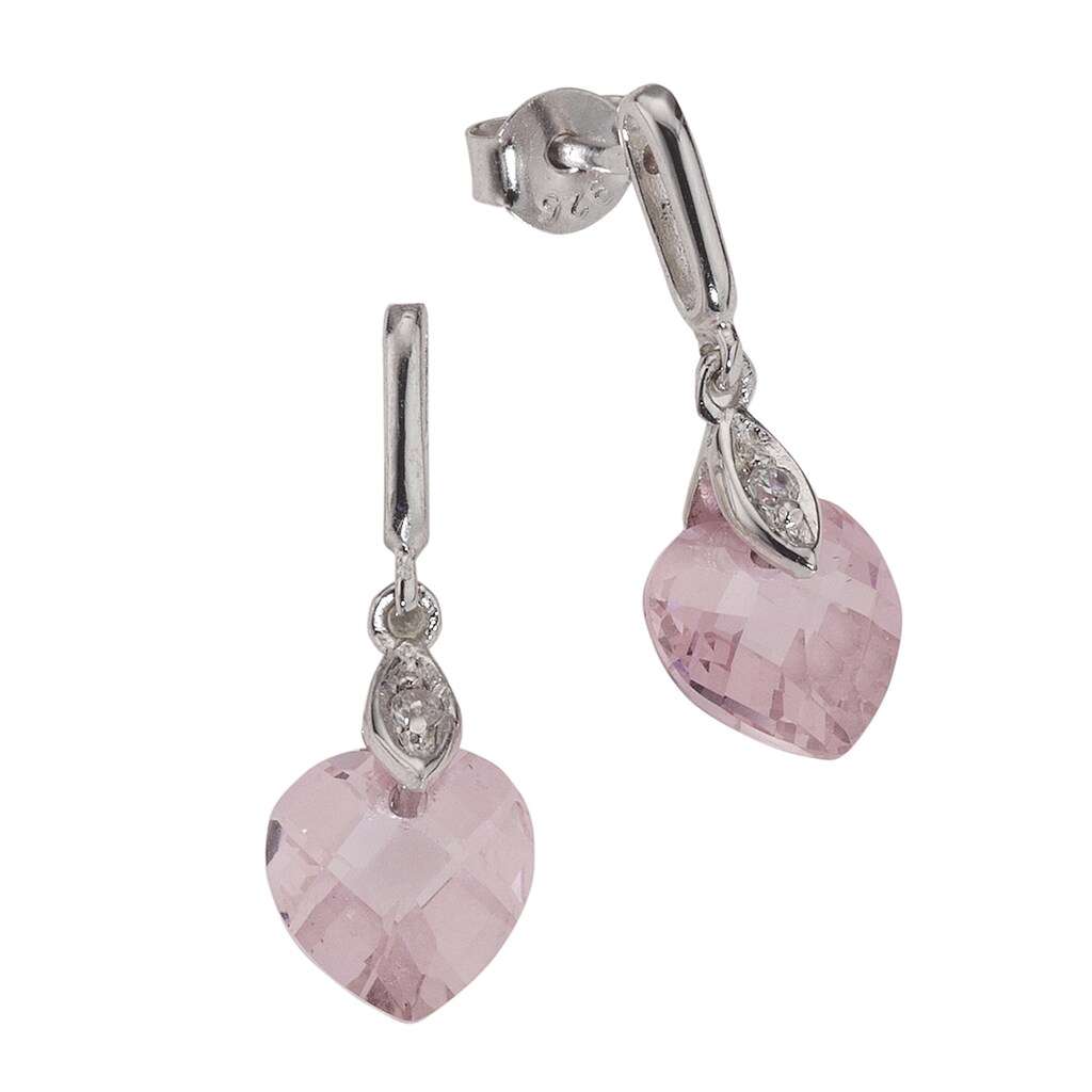 Zeeme Paar Ohrhänger »925/- Sterling Silber Zirkonia Herz pink«