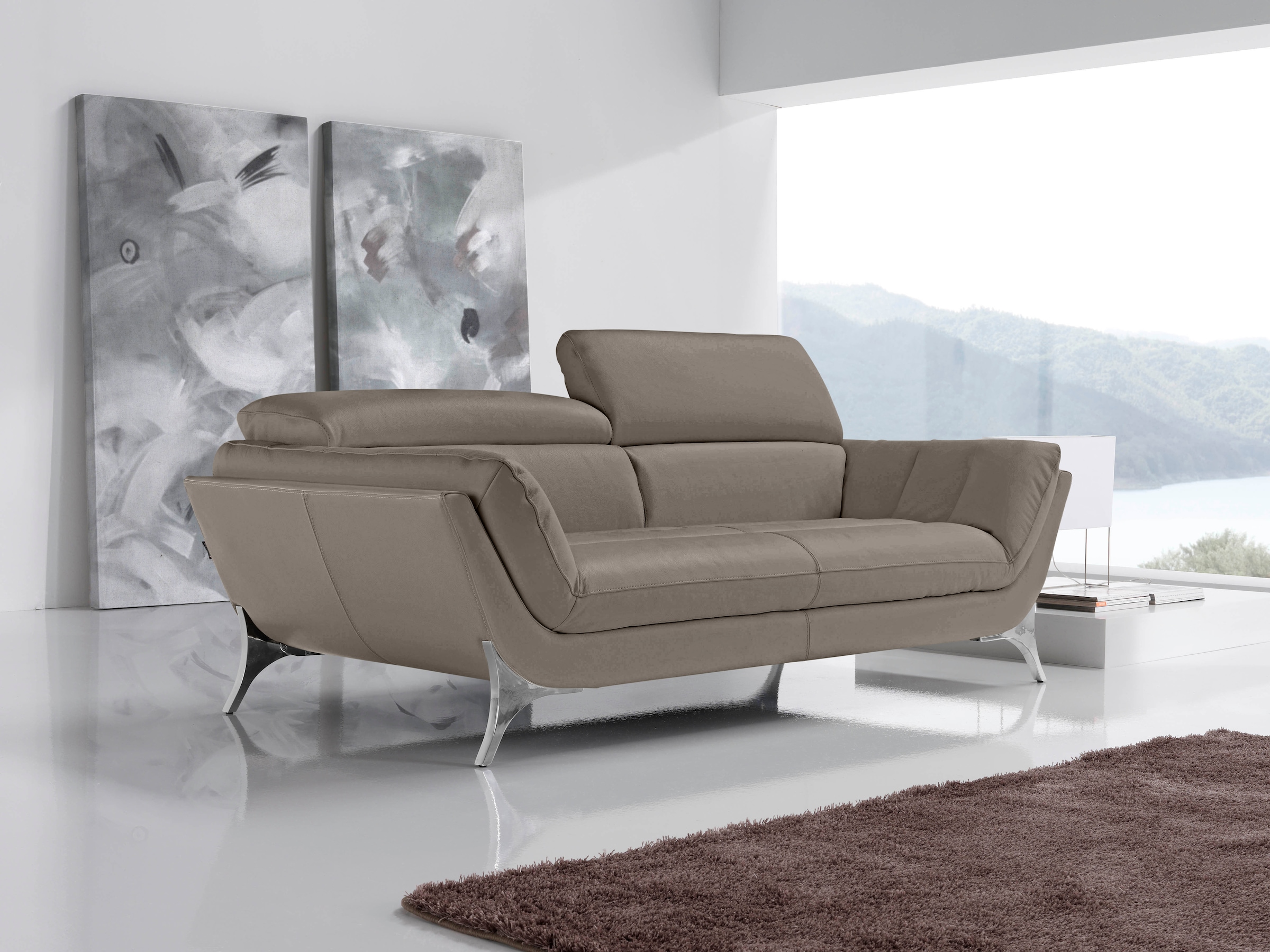 Egoitaliano 2,5-Sitzer »Sueli, extravagantes Design und erstklassiger Sitzkomfort,« Bezug Leder, inklusive Kopfteilverstellung