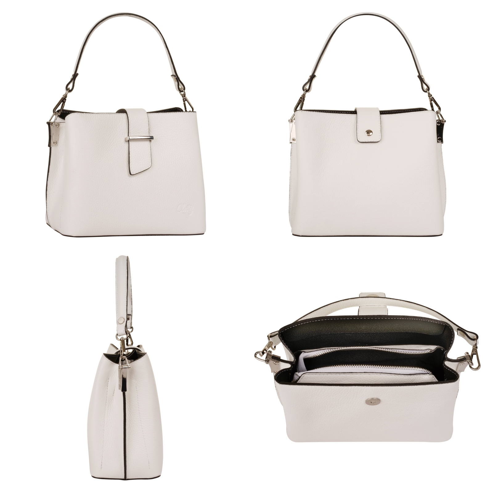 Cluty Henkeltasche, echt Leder, Made in Italy