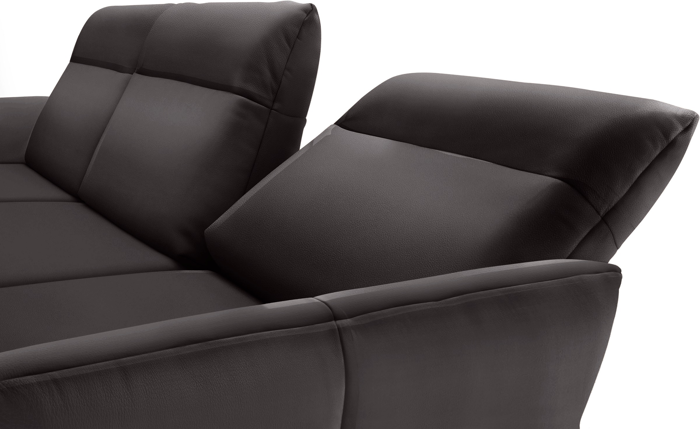 Creation BY ROLF BENZ Ecksofa »CR.460«, Sockel in Nussbaum, Winkelfüße in Umbragrau, Breite 318 cm