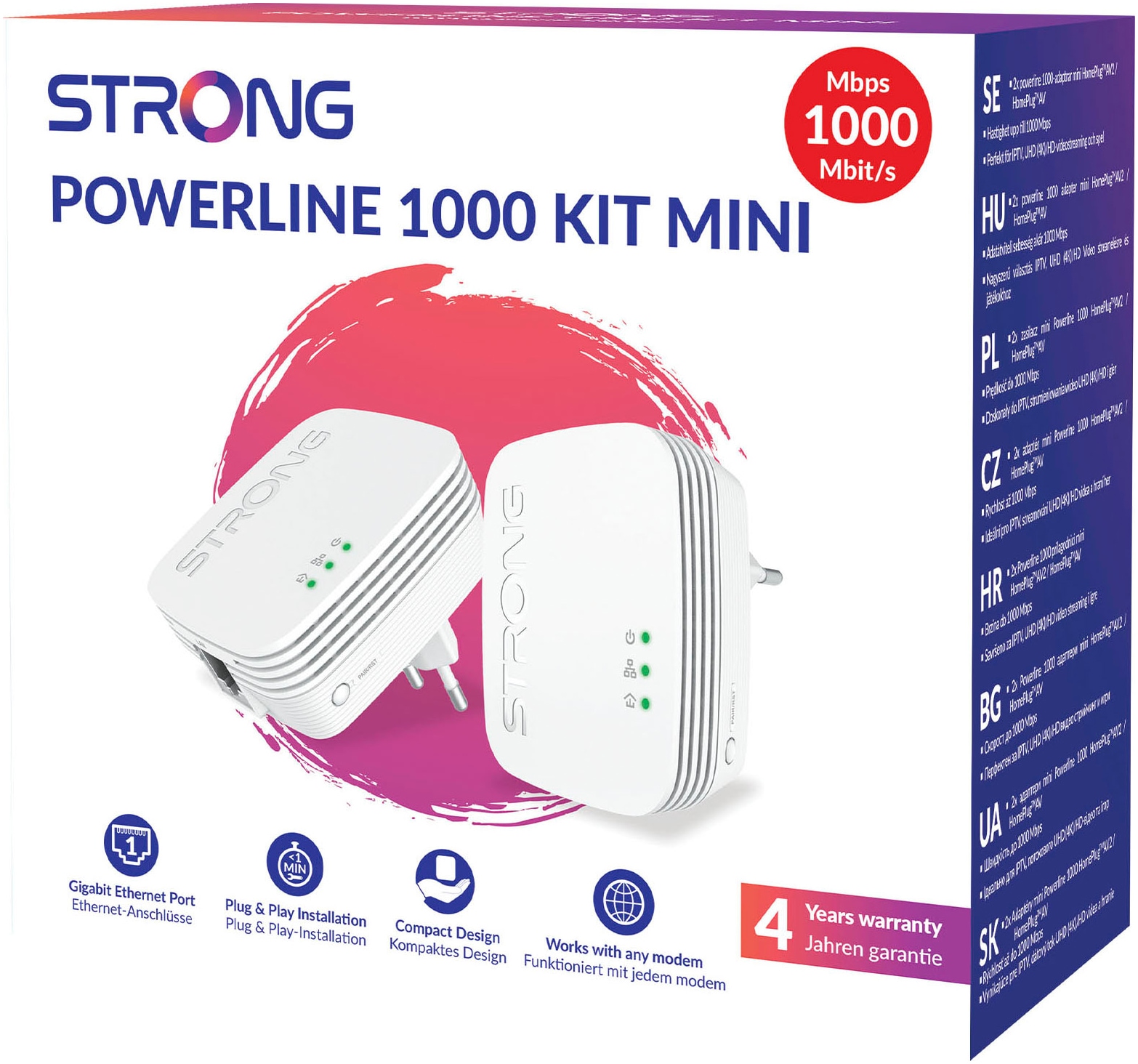 Strong Reichweitenverstärker »Powerline MINI 1000 Mbit/s Set (2 Einheiten)«, (2 St.)