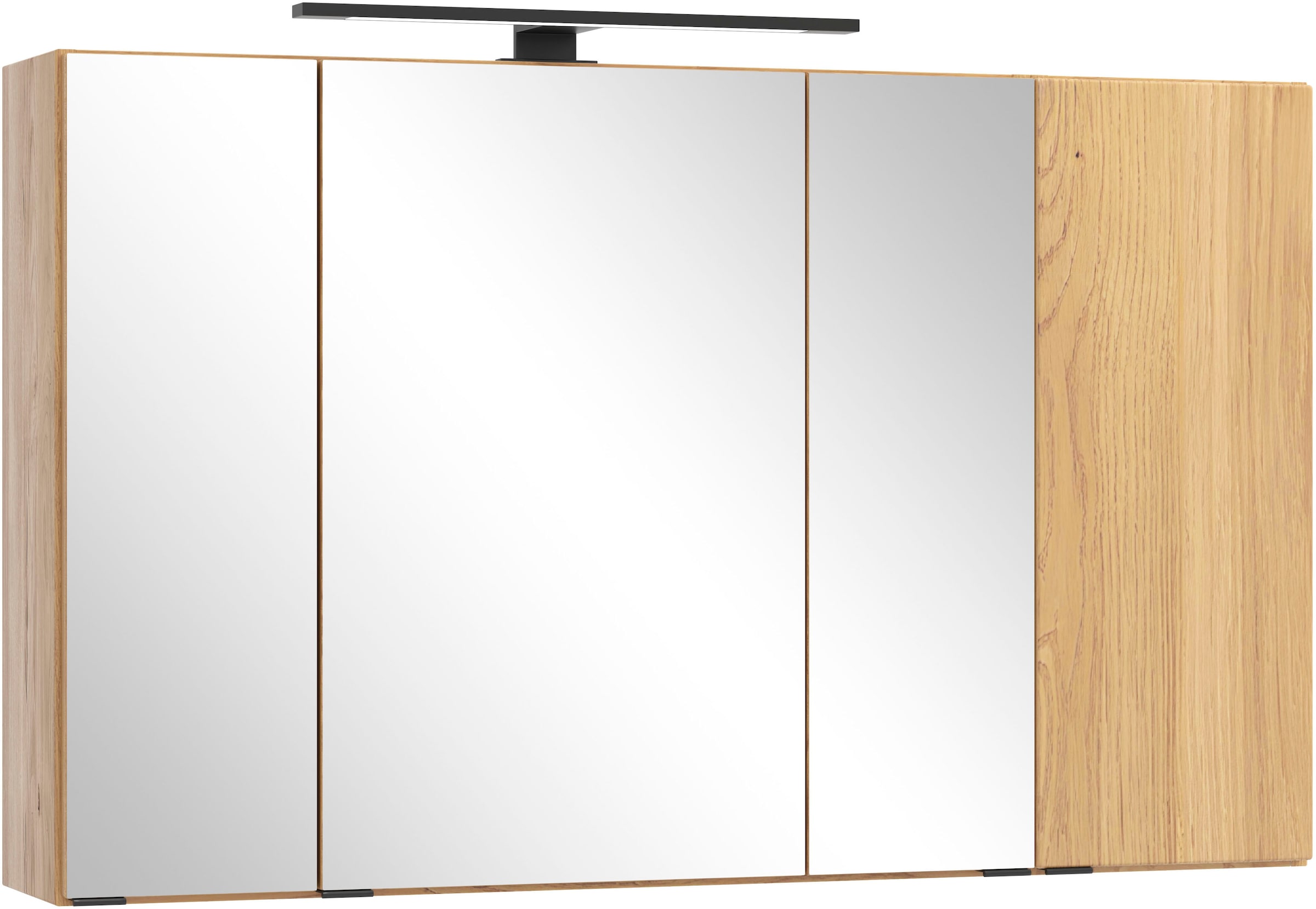 welltime Spiegelschrank »MAILAND, gedämpfte Scharniere, LED-Aufbauleuchte« Maße (B/H/T): ca. 105/64/20 cm,  Wildeiche, LED-Aufbauleuchte, gedämpfte Scharniere