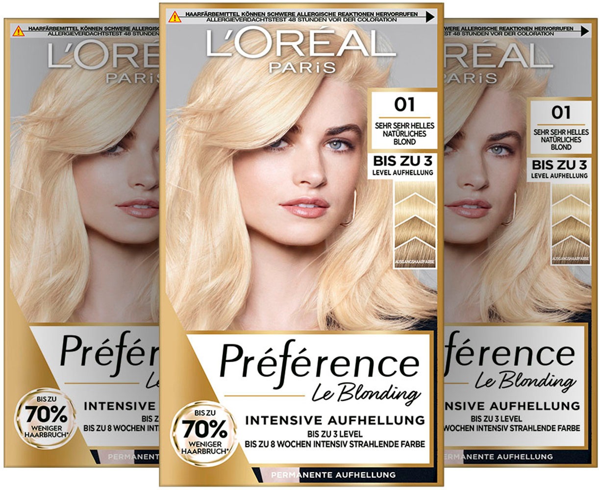 LORÉAL PARIS Coloration "PRÈFÈRENCE HAARFARBE LE BLONDING" für blondes Haar, Creme-Textur, mit Wasserstoffperoxid