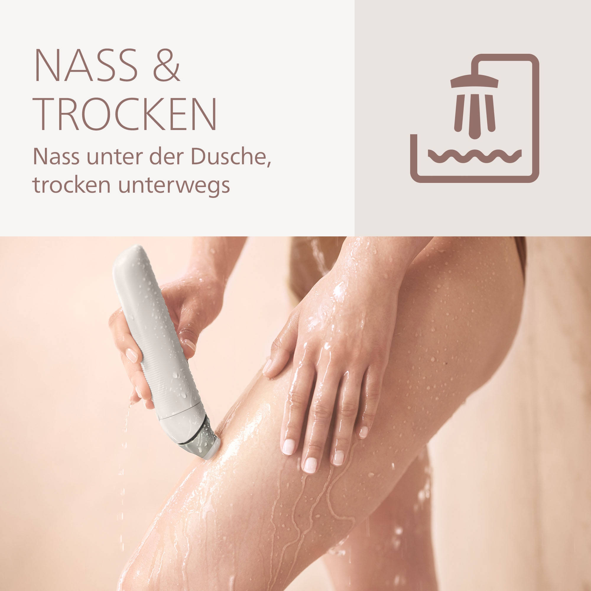 Philips Elektrorasierer »Lady Shaver Series 8000«, 3 St. Aufsätze, kabelloser Rasierer, nass und trocken, inkl. Trimmeraufsatz