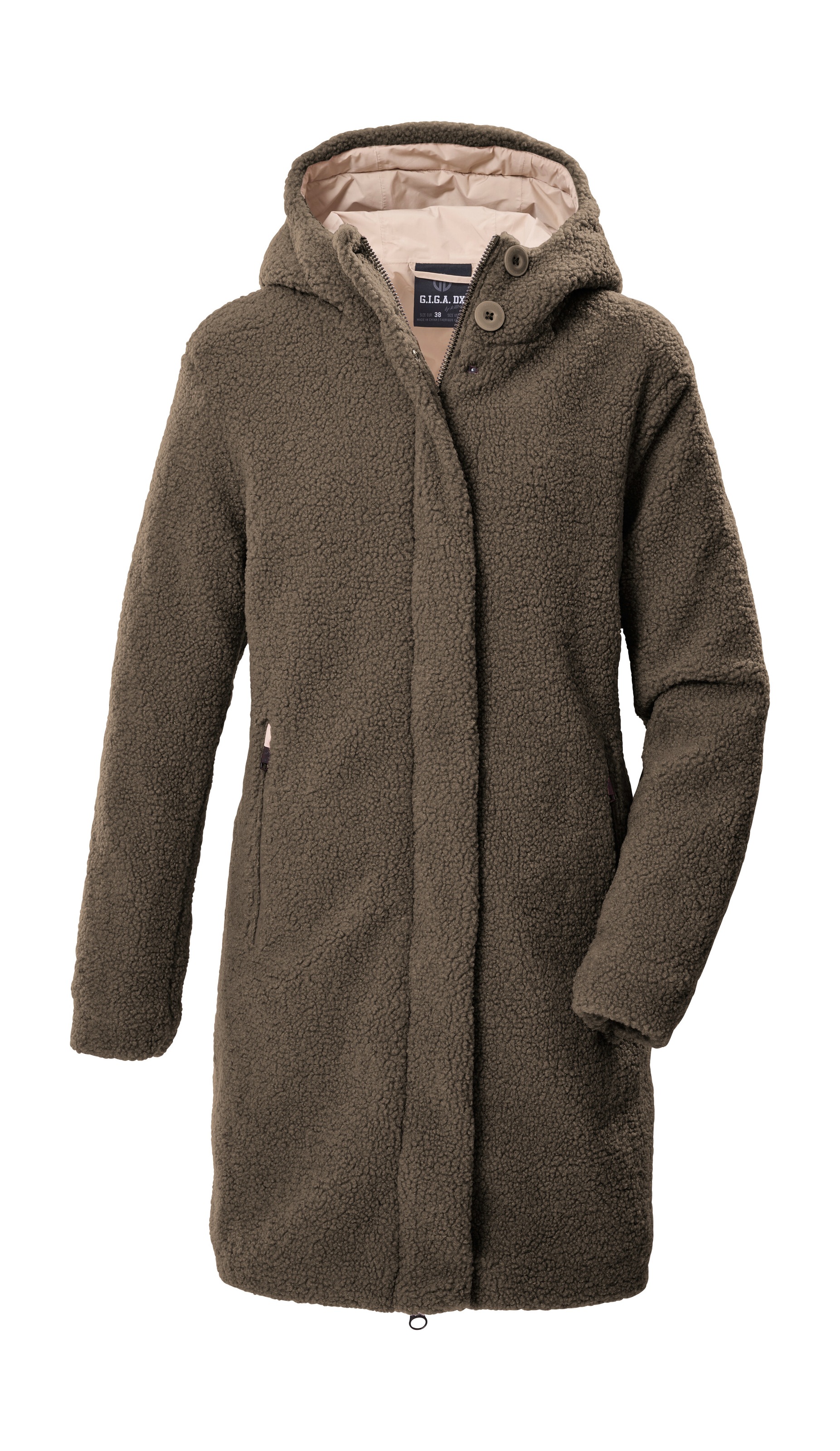 Parka "GW 95 WMN PRK", Damen, Gr. 40, stein, Oberseite: 100% Polyester;Rückseite: 100% Polyester;Futter: 100% Polyester;Füllung: 100% Polyester, G.I.G.A. DX BY KILLTEC, Jacken Parka, Wasserdichte Scherpa-Jacke mit 2-Wege-Reißverschluss