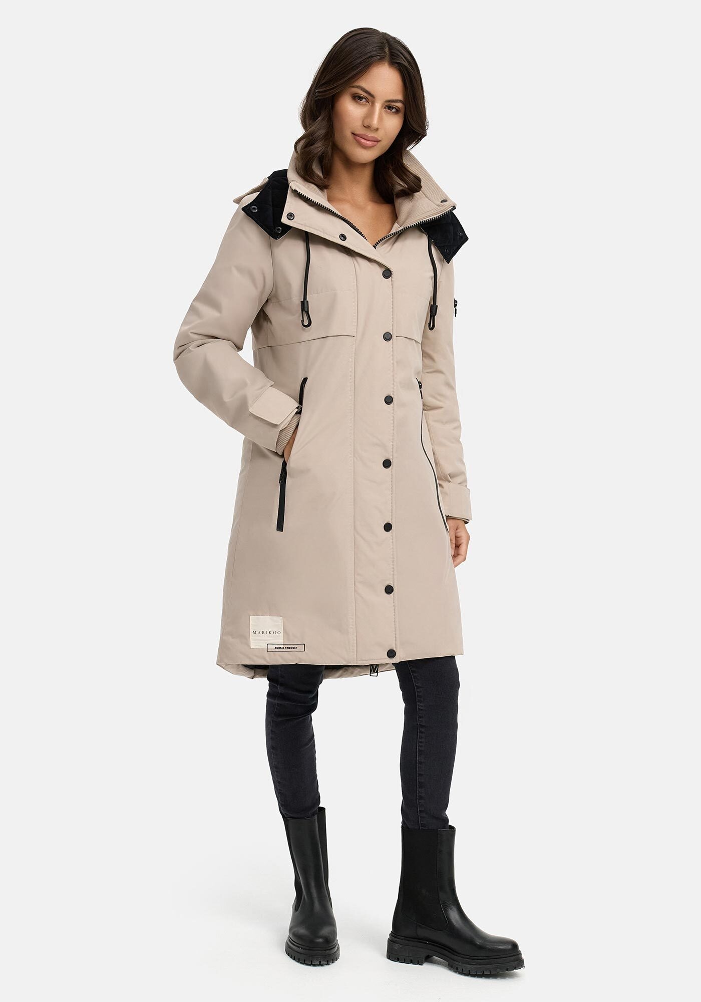 Marikoo Winterjacke »Anoukaa«, langer Parka mit abnehmbarer Kapuze