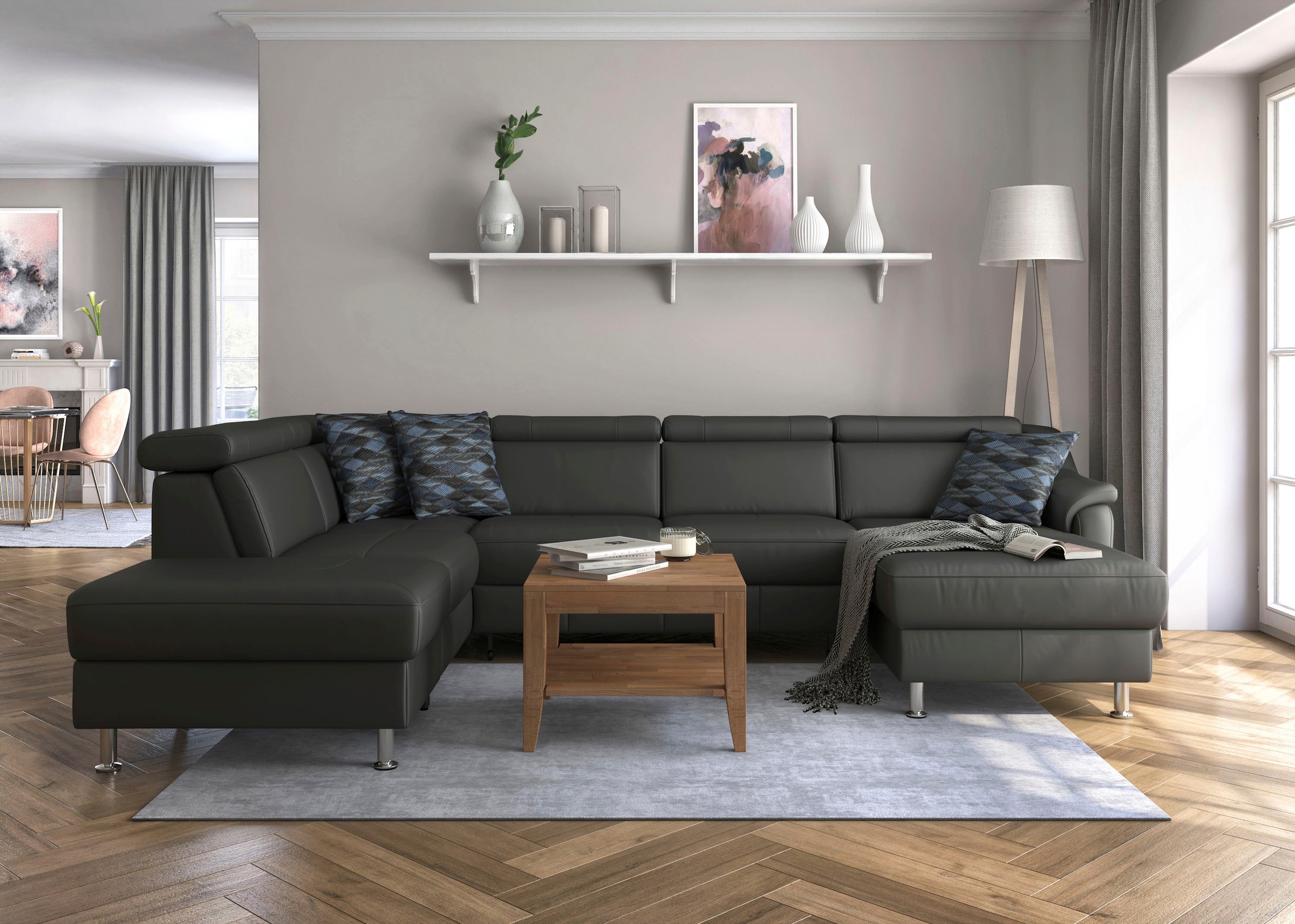 sit&more Wohnlandschaft »Freetown U-Form«, Kopfteilverstellung und Federkern, wahlweise mit Bettfunktion