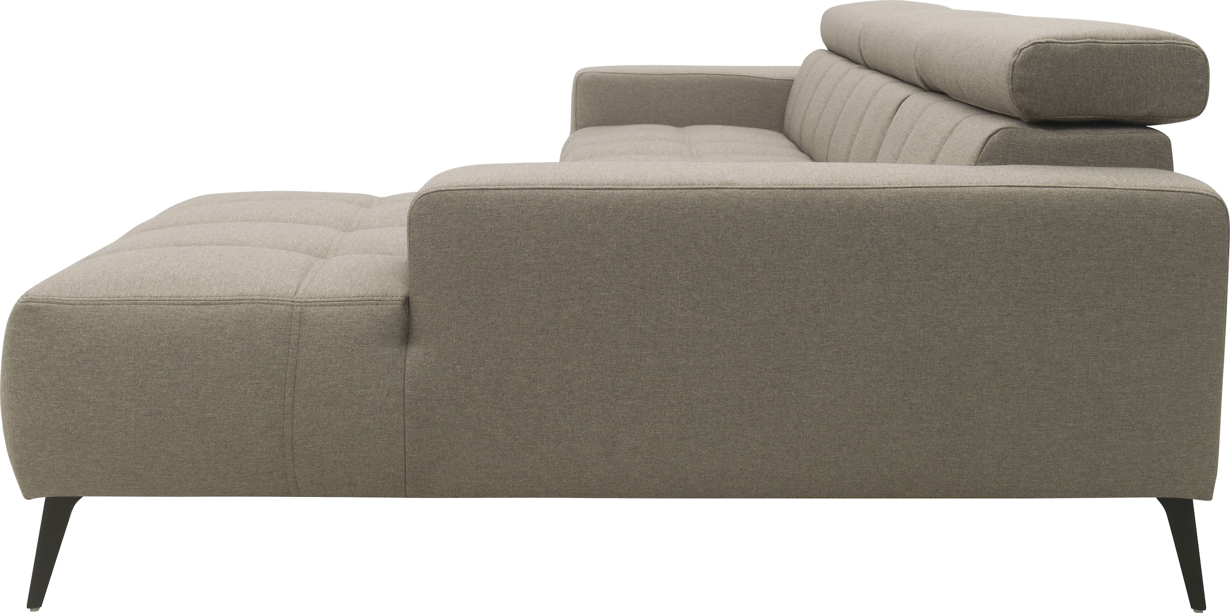 DOMO collection Ecksofa »Trento L-Form, mit Kufenfuß oder Einzelfuß« wahlweise mit Kopfteilverstellung, Recamiere links/rechts bestellbar
