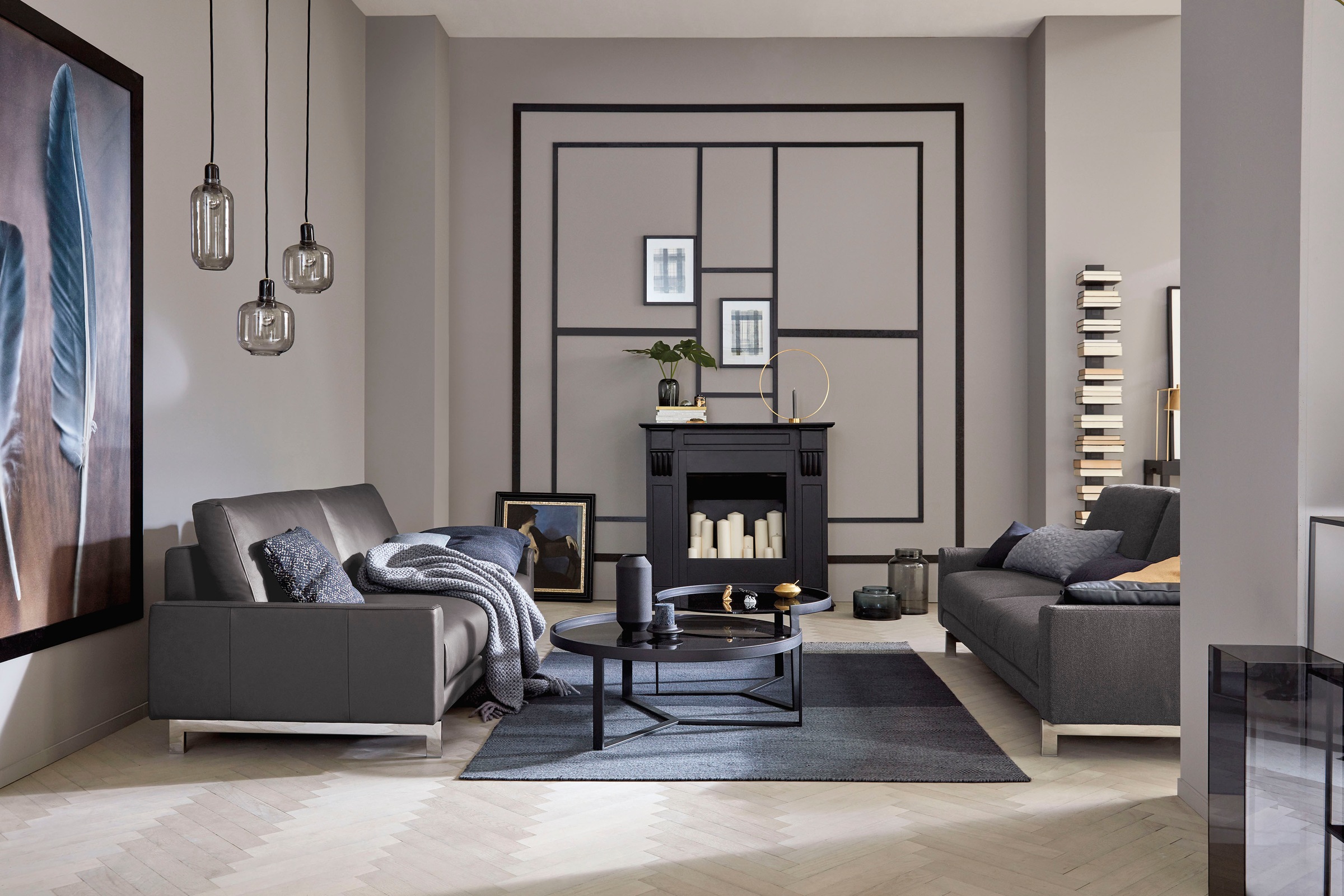 Creation BY ROLF BENZ 3-Sitzer »CR.450, Designsofa, Loungesofa«, Armlehne niedrig, Fuß chromfarben glänzend, Breite 204 cm