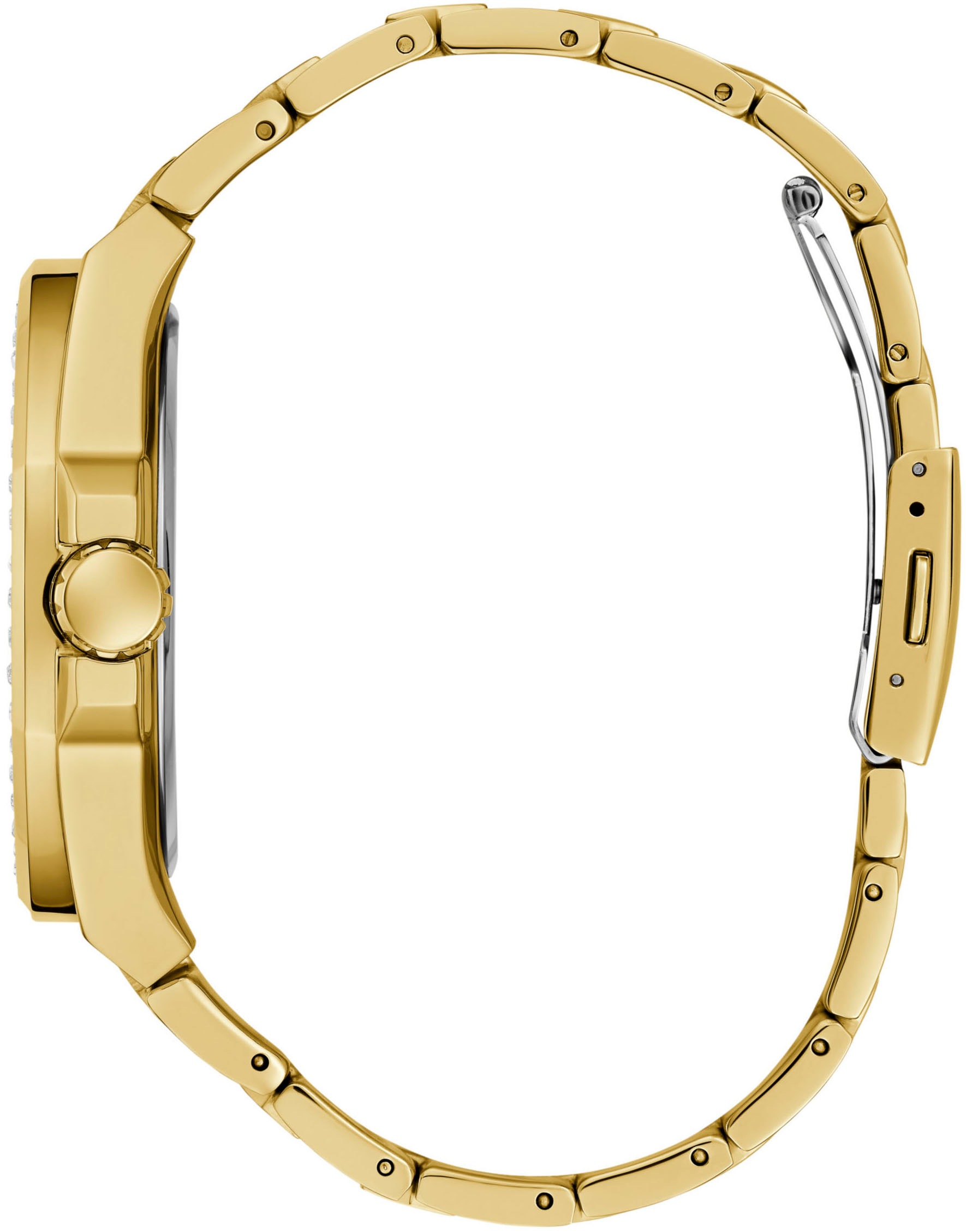 Guess Multifunktionsuhr »EMPIRE«, Quarzuhr, Armbanduhr, Herren, Datum, 12/24-Std.-Anzeige,Kristallsteine