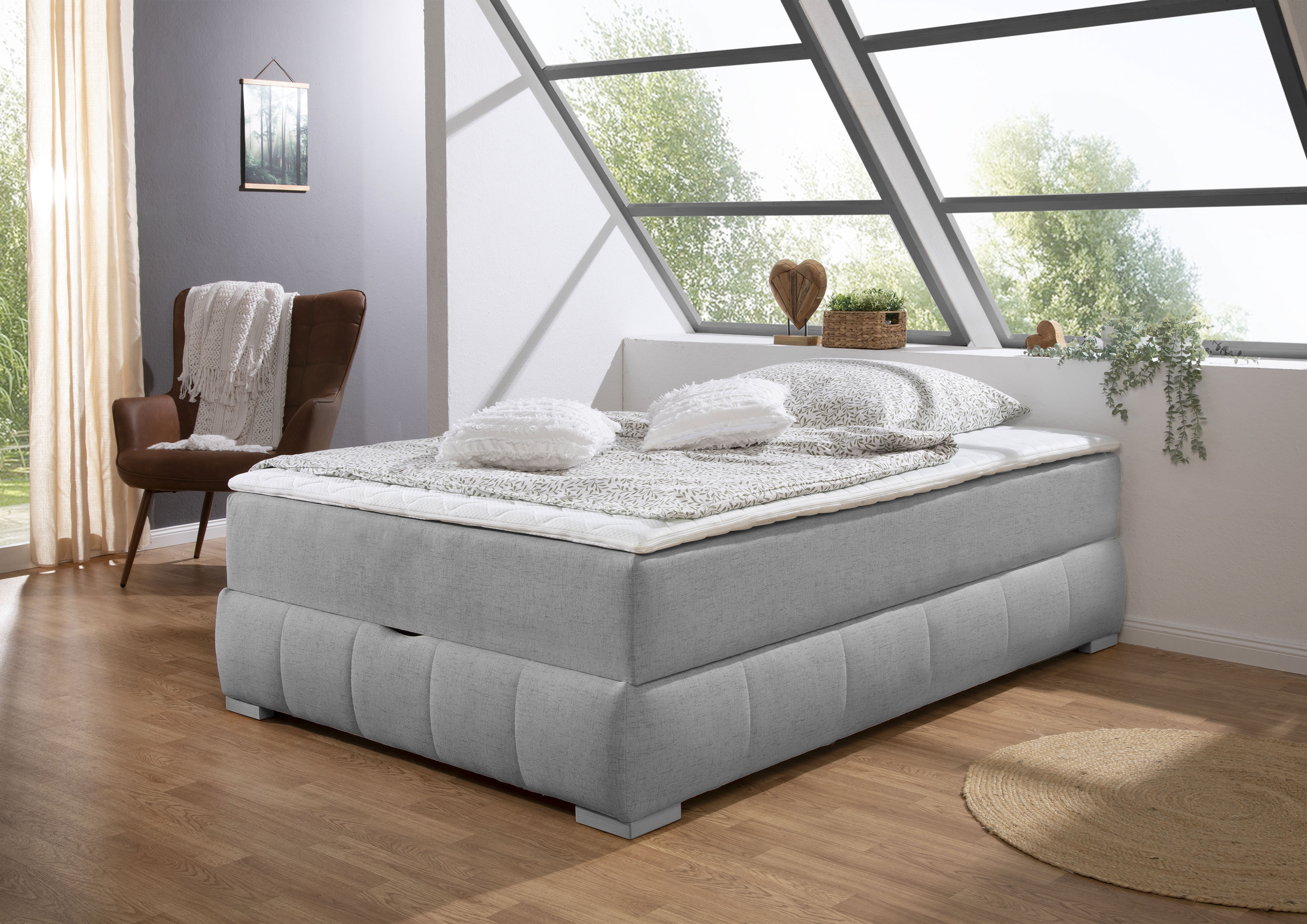 OTTO home Boxbett "Wehma ohne Kopfteil inkl. Bettkasten, auch in Überlänge erhältlich" in H2, H3 & H4 wählbar, inklusive Topper