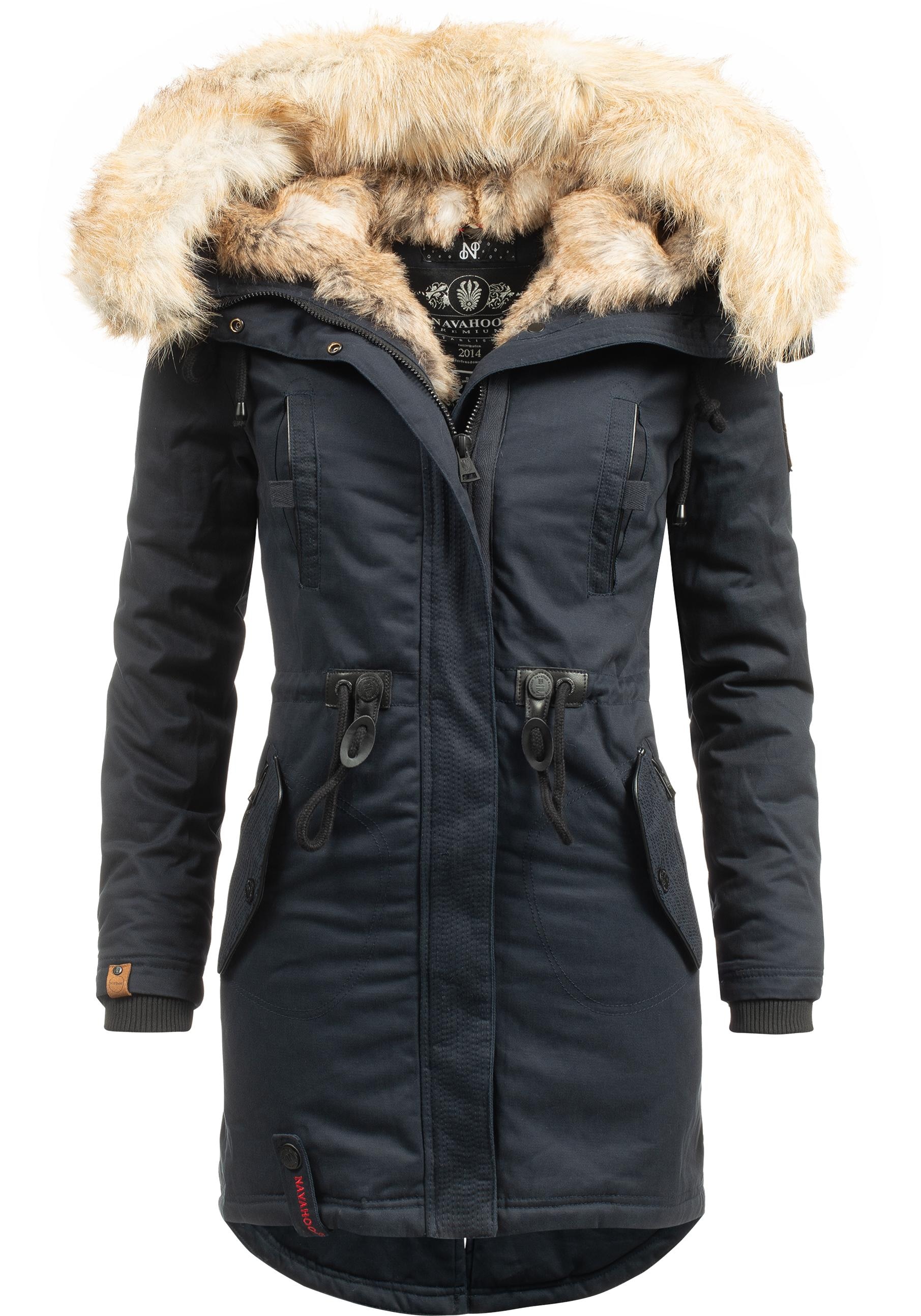 Navahoo Wintermantel »Bombii«, stylischer Damen Winterparka mit Kunstfell-Kapuze