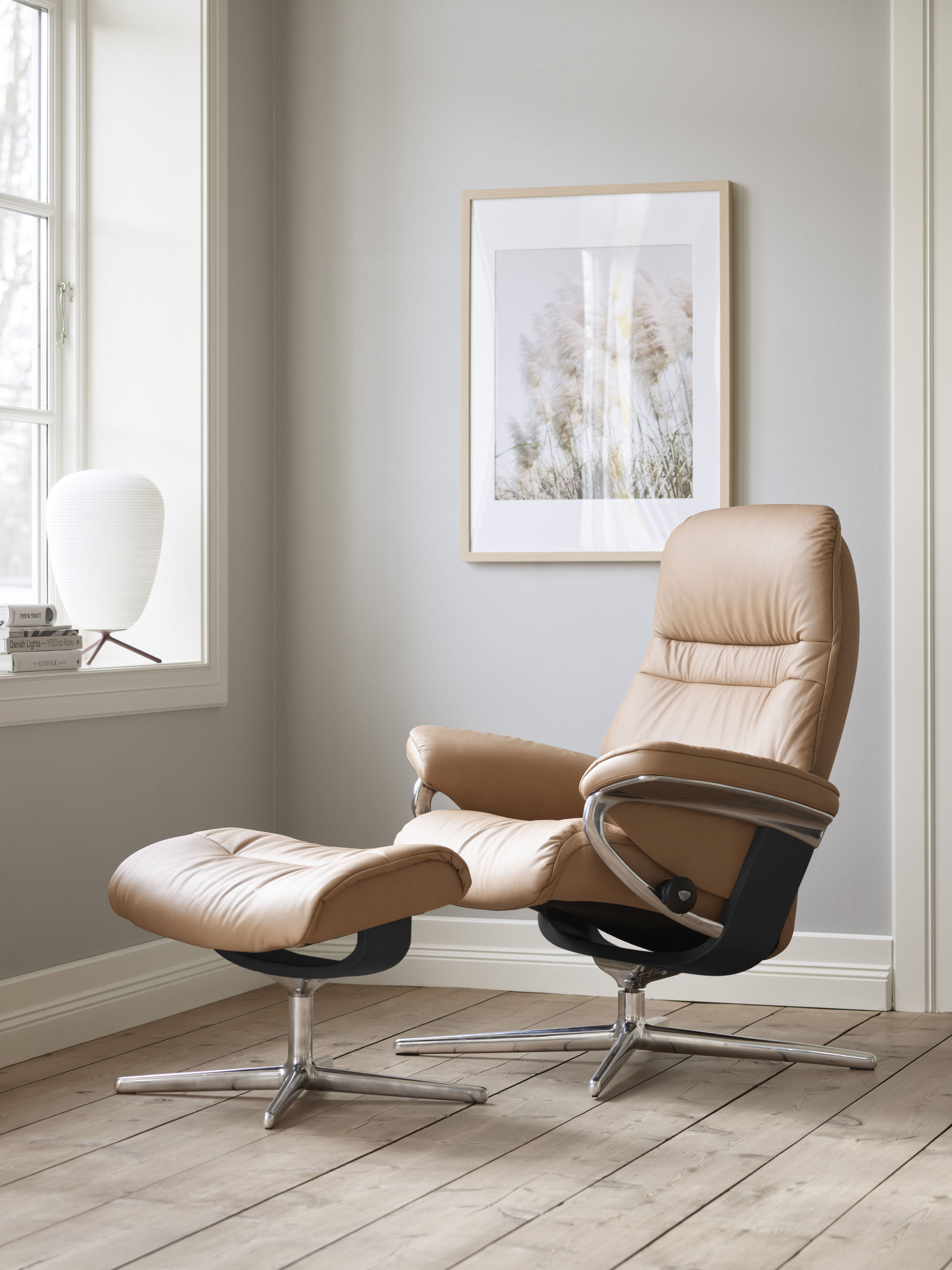 Stressless Relaxsessel "Sunrise" mit Cross Base, Größe S, M & L, Holzakzent Schwarz