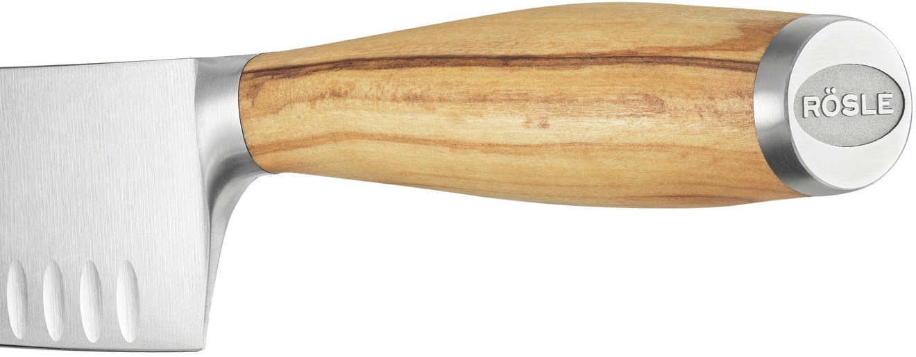 RÖSLE Santokumesser "Artesano" Made in Solingen, Kullenschliff, Klingenspezialstahl, Olivenholz