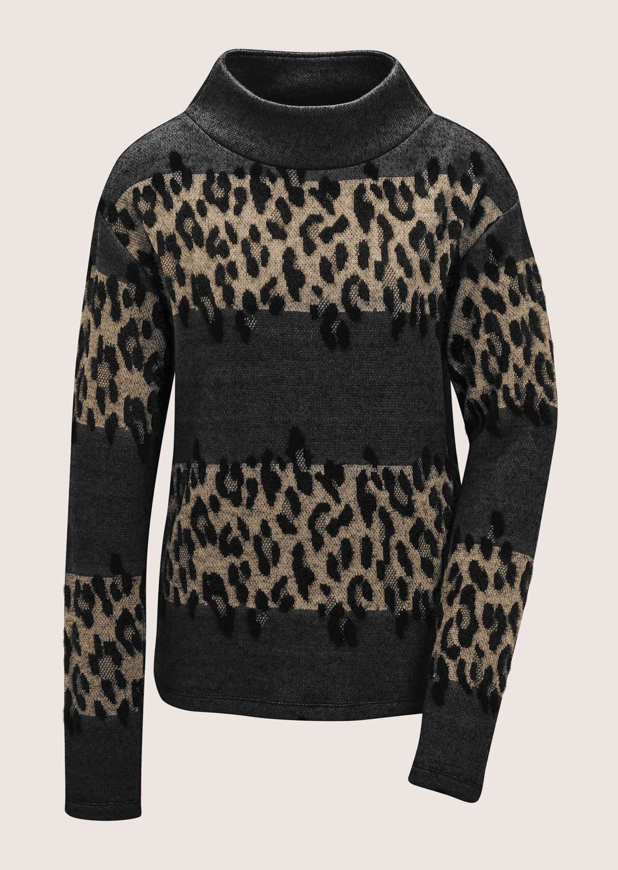 MADELEINE Langarmshirt "Sweatshirt Leo-Design Pullover mit Stehkragen" günstig online kaufen