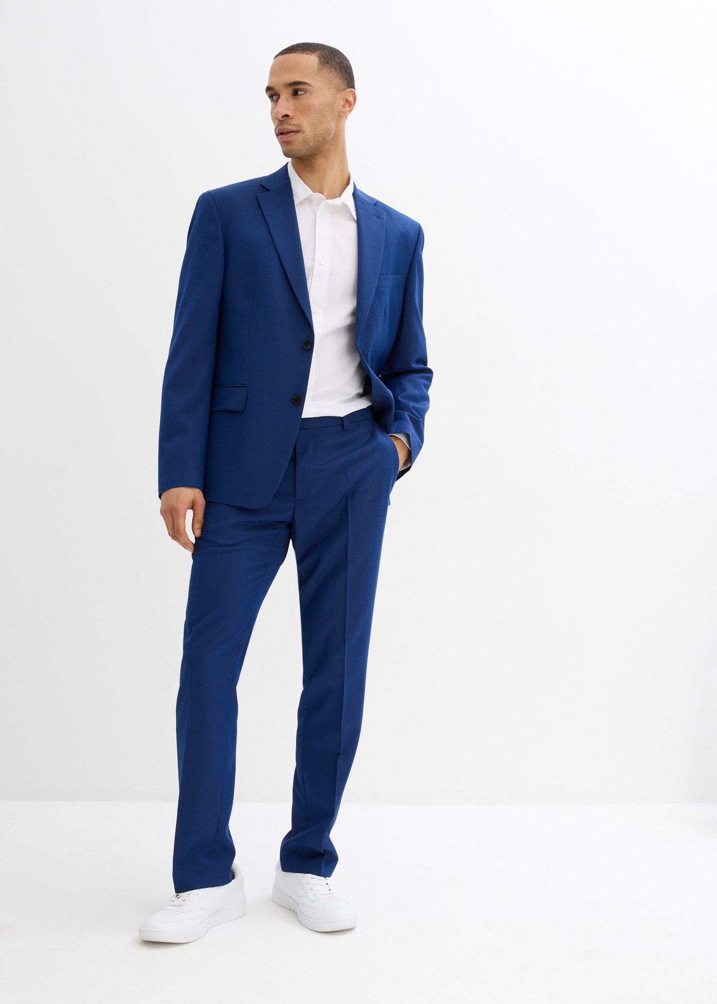 bonprix Langarmhemd schmale Passform, aus Baumwolle, Polyamid und Elasthan, Kentkragen