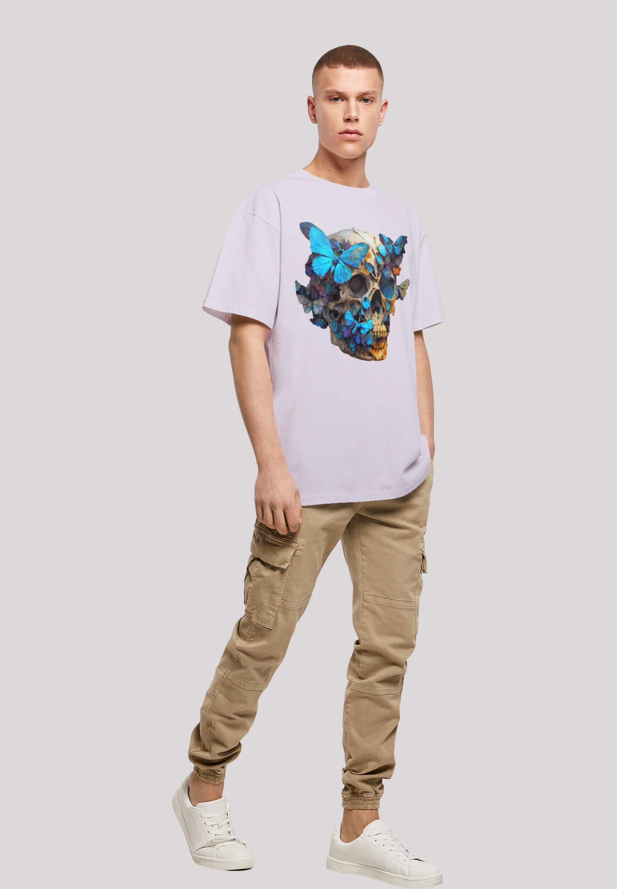 F4NT4STIC T-Shirt »Schmetterling Skull OVERSIZE TEE«, Print