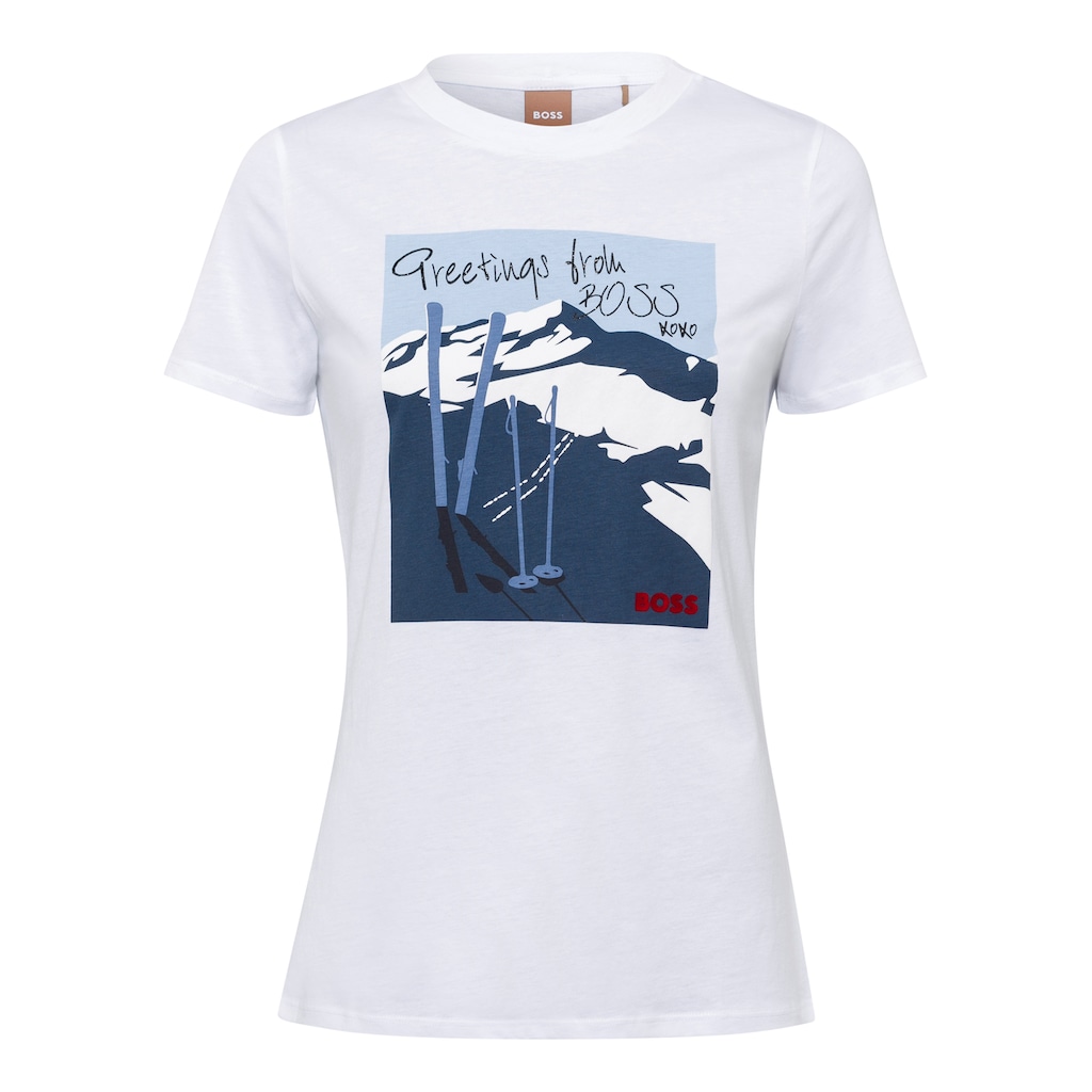 BOSS ORANGE T-Shirt »C_Elogo_Motive« mit Applikationen auf der Vorderseite