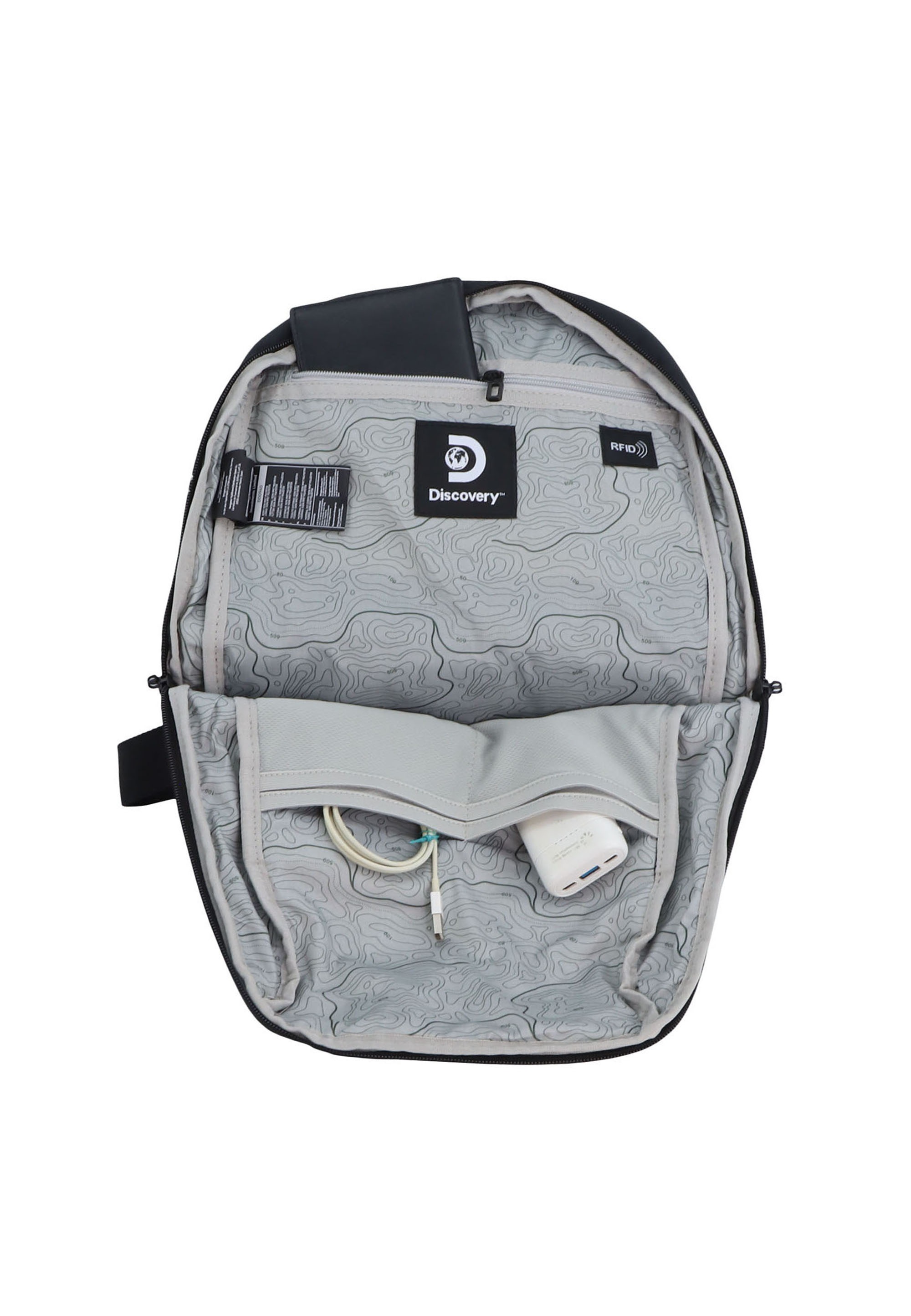 Sportrucksack DISCOVERY "Downtown", Gr. B/H/T: 11cm, schwarz, Kunstfaser, unifarben, Rucksäcke, aus rPet Polyester-Material 3